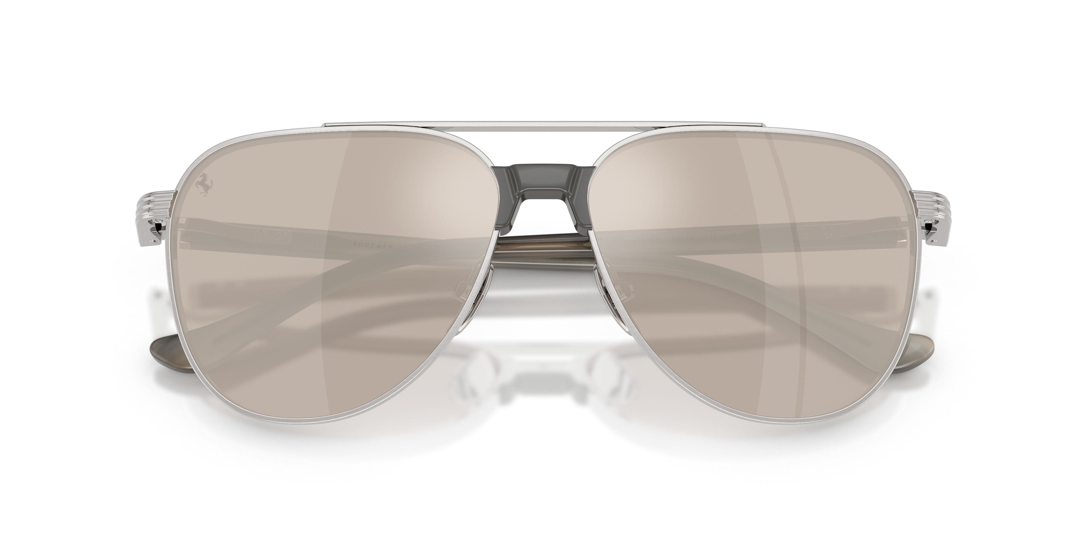 Occhiali da sole Ferrari FH 1028T (303/0V) colore argento spazzolato forma aviator lenti oro bianco trasparente