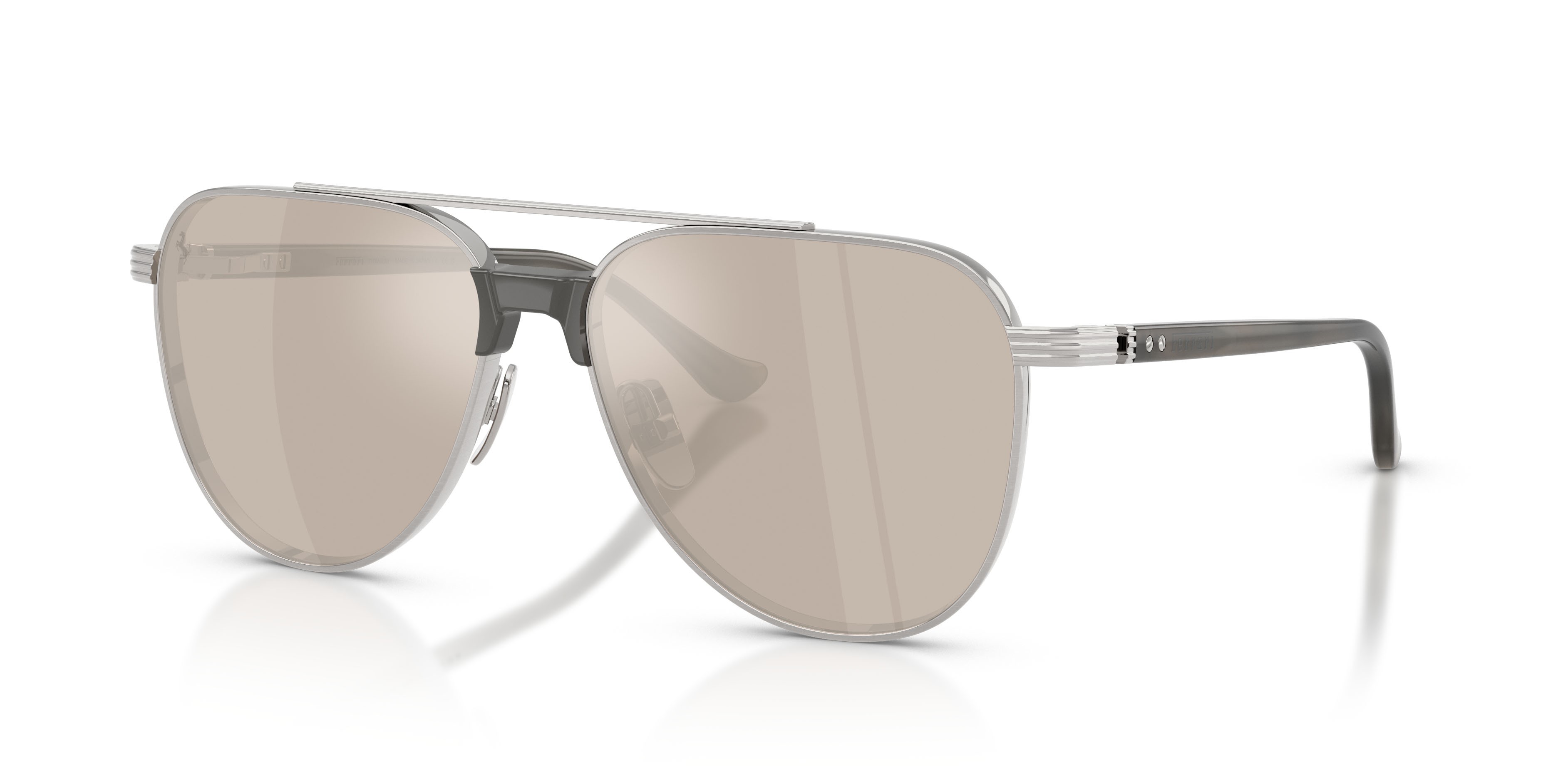 Occhiali da sole Ferrari FH 1028T (303/0V) colore argento spazzolato forma aviator lenti oro bianco trasparente