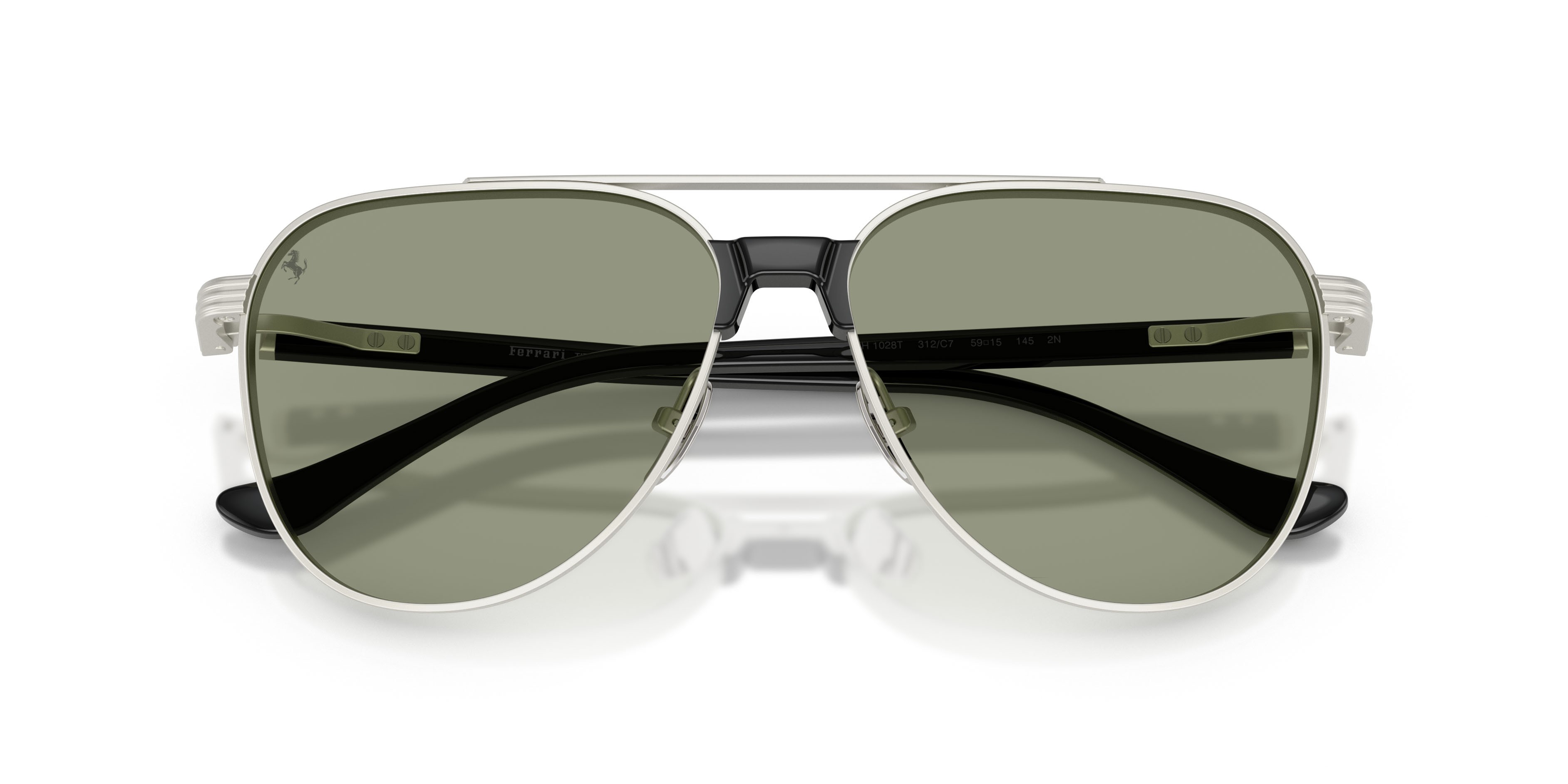 Occhiali da sole Ferrari FH 1028T (312/C7) colore argento opaco forma aviator lenti verde scuro/rosso