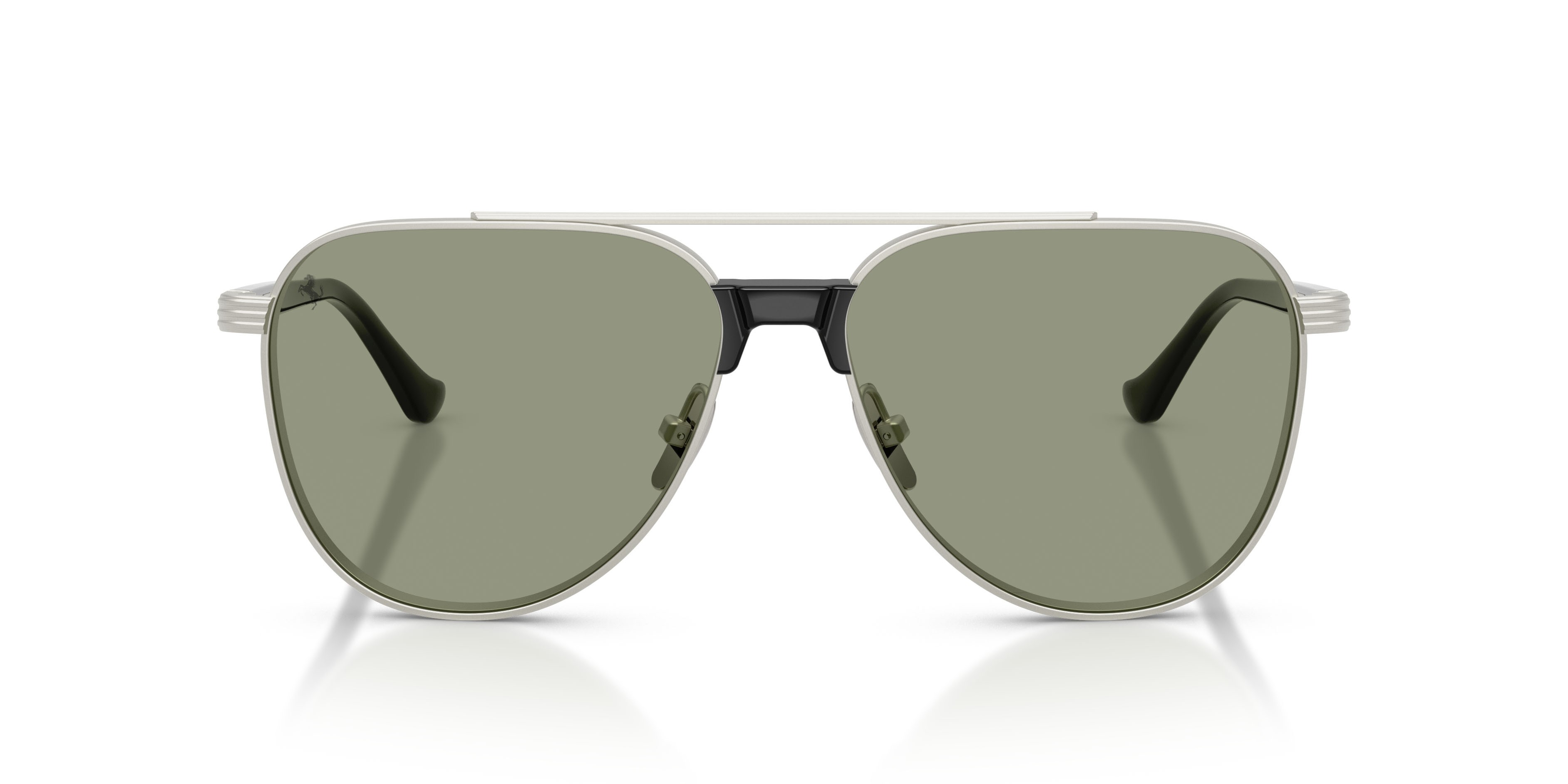 Occhiali da sole Ferrari FH 1028T (312/C7) colore argento opaco forma aviator lenti verde scuro/rosso