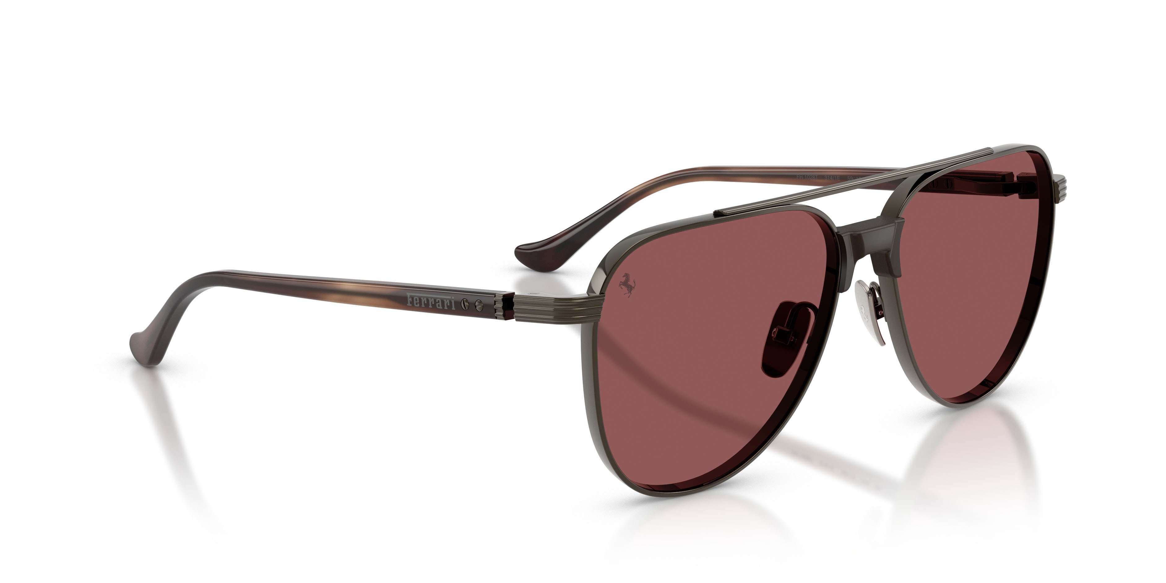 Occhiali da sole Ferrari FH 1028T (314/1E) colore gunmetal brillante forma aviator lenti red contrast