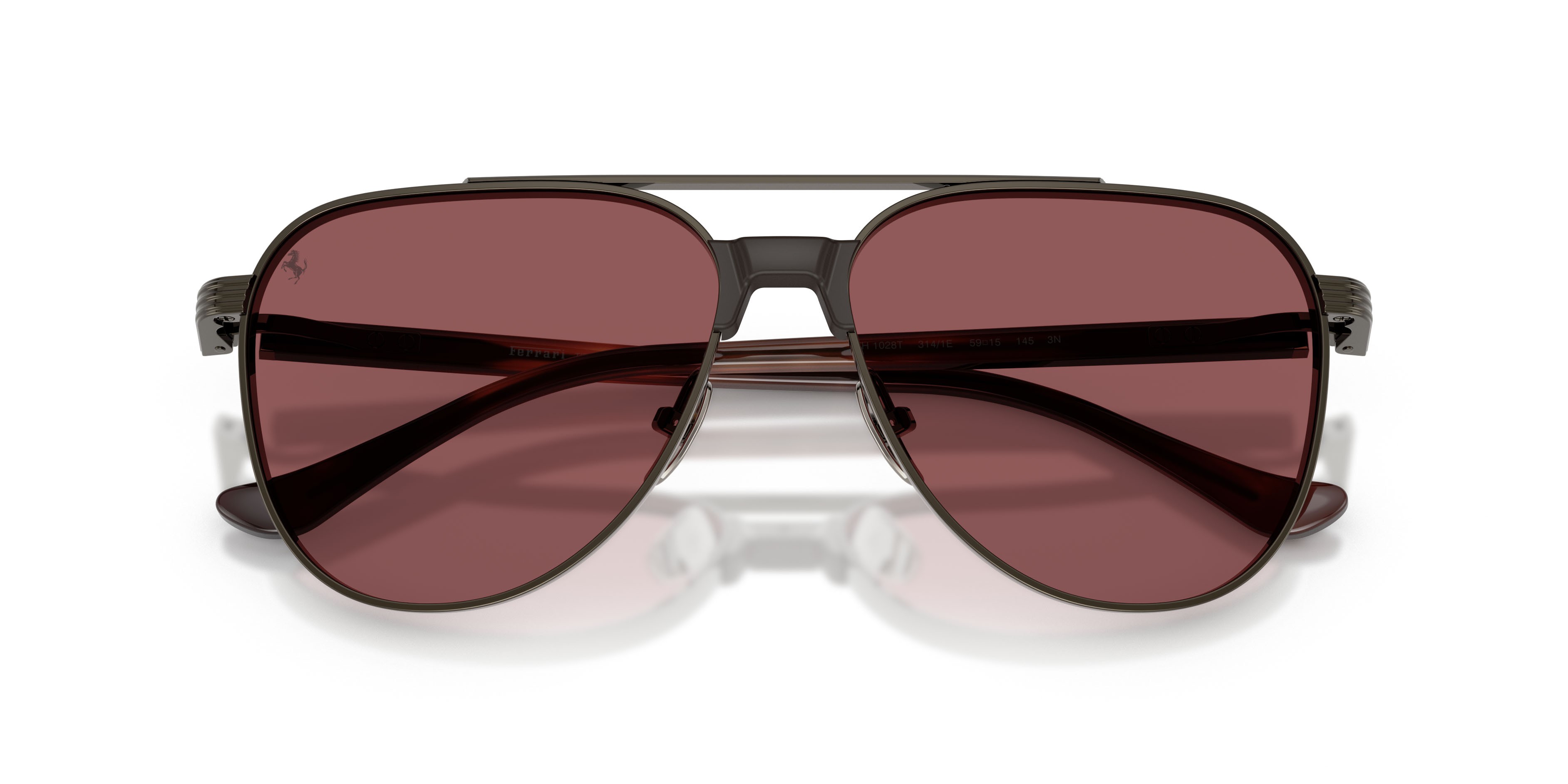 Occhiali da sole Ferrari FH 1028T (314/1E) colore gunmetal brillante forma aviator lenti red contrast