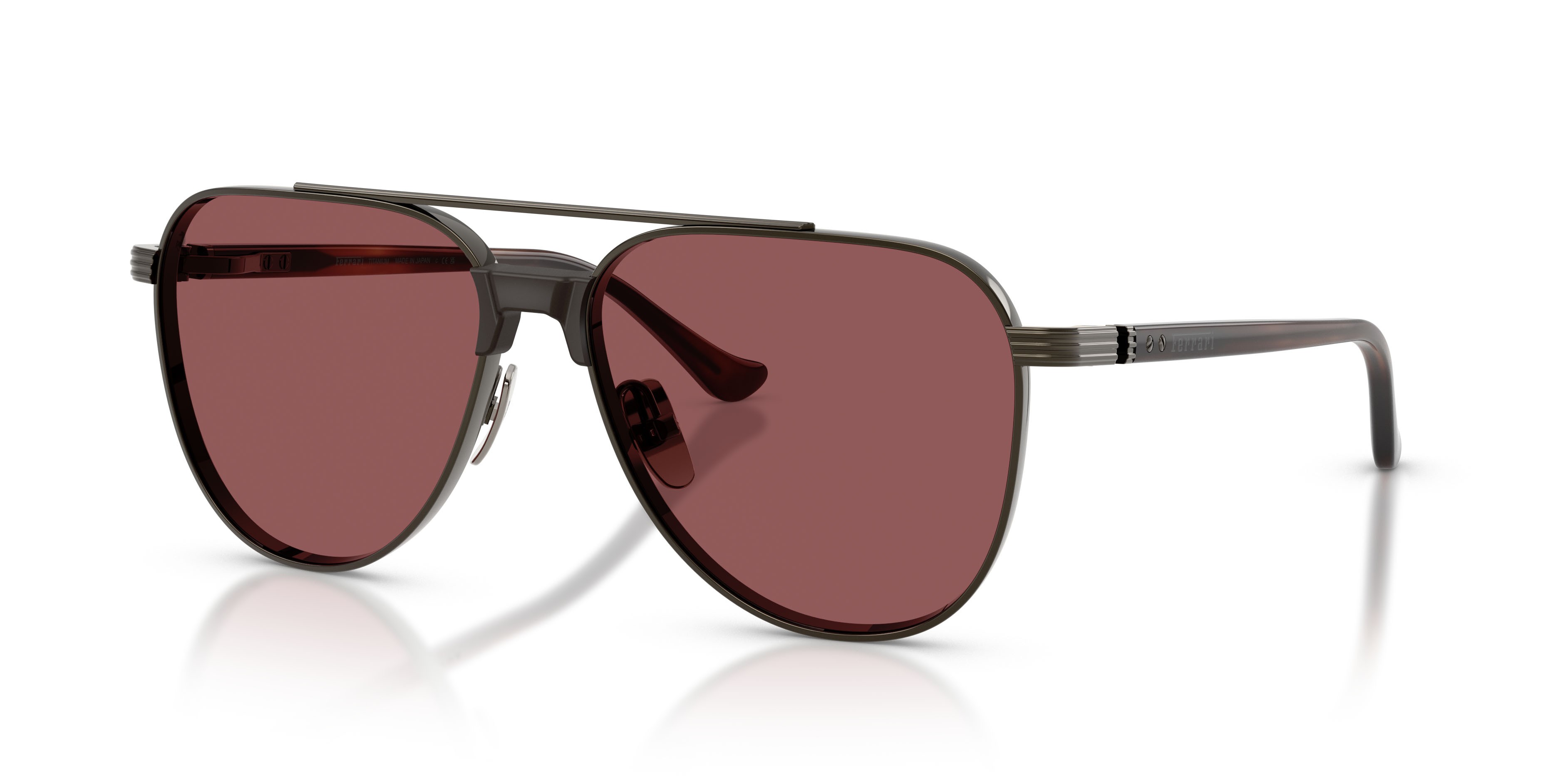 Occhiali da sole Ferrari FH 1028T (314/1E) colore gunmetal brillante forma aviator lenti red contrast