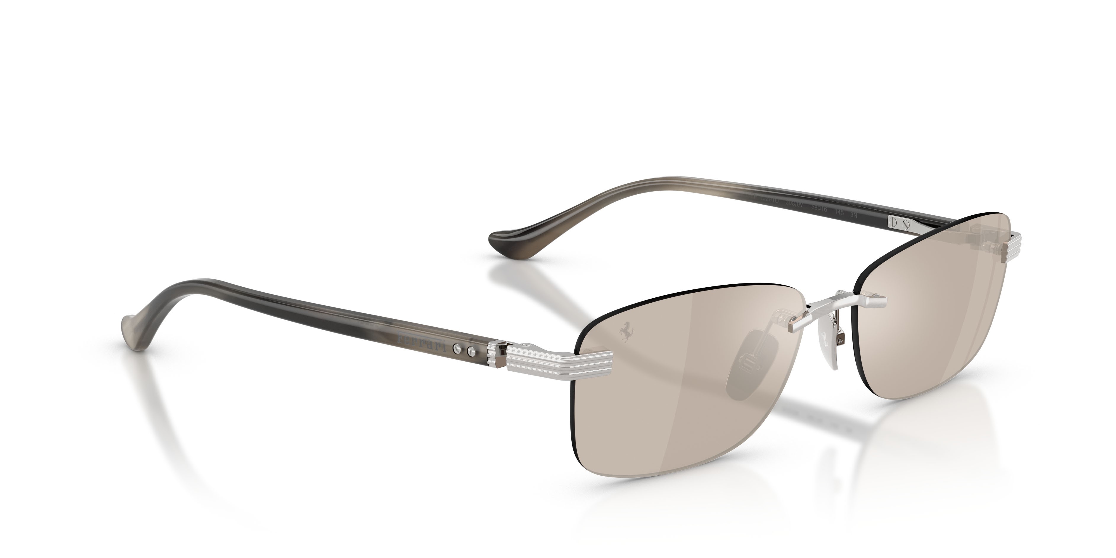 Occhiali da sole Ferrari FH 1029TD (303/0V) colore argento spazzolato forma quadrato lenti trasparente specchiato oro bianco