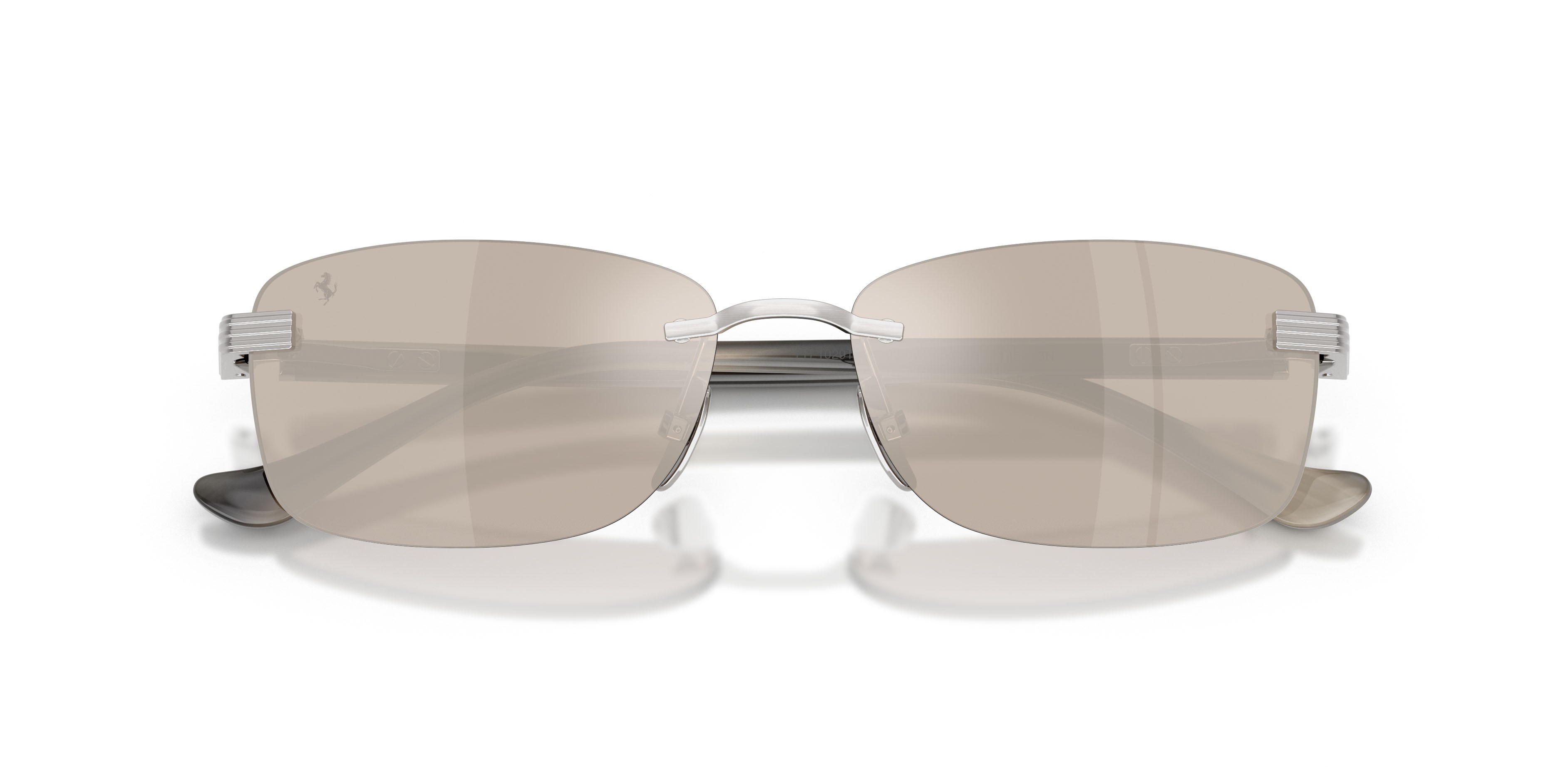Occhiali da sole Ferrari FH 1029TD (303/0V) colore argento spazzolato forma quadrato lenti trasparente specchiato oro bianco