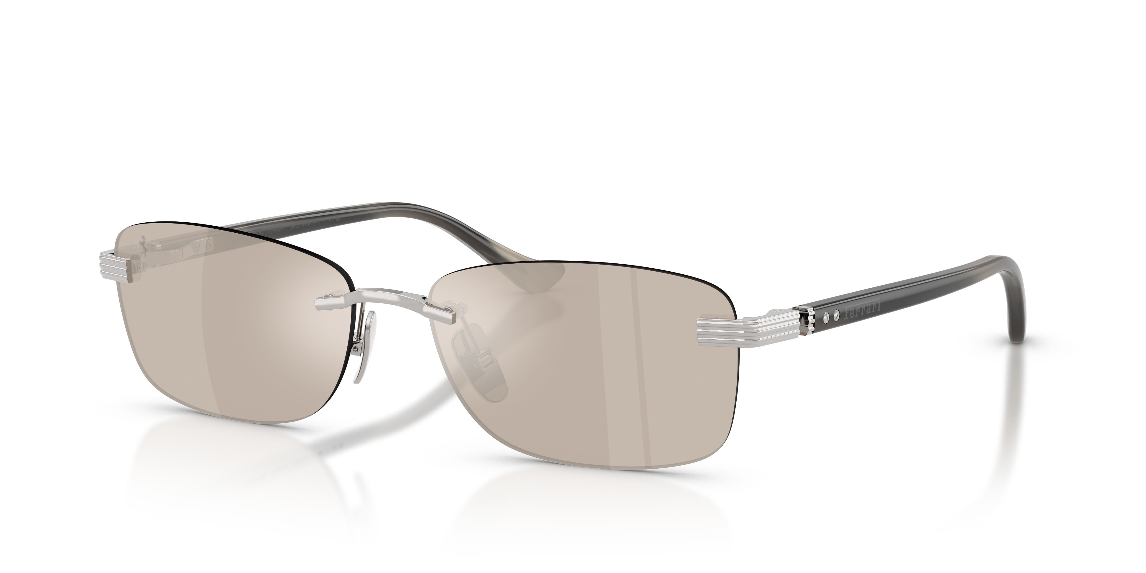Occhiali da sole Ferrari FH 1029TD (303/0V) colore argento spazzolato forma quadrato lenti trasparente specchiato oro bianco