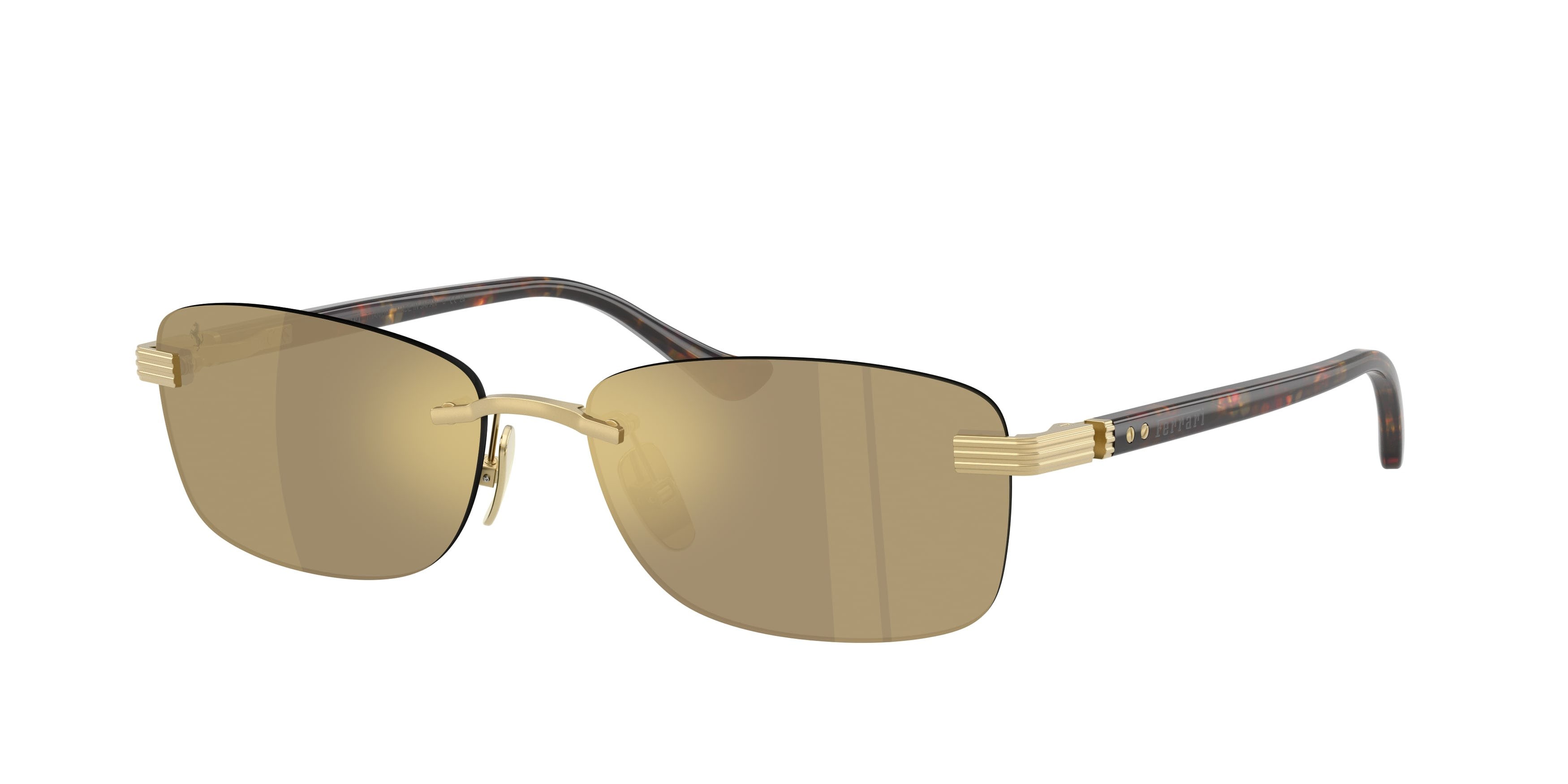 Occhiali da sole Ferrari FH 1029TD (313/03) colore oro opaco forma quadrato lenti trasparente specchiata giallo oro