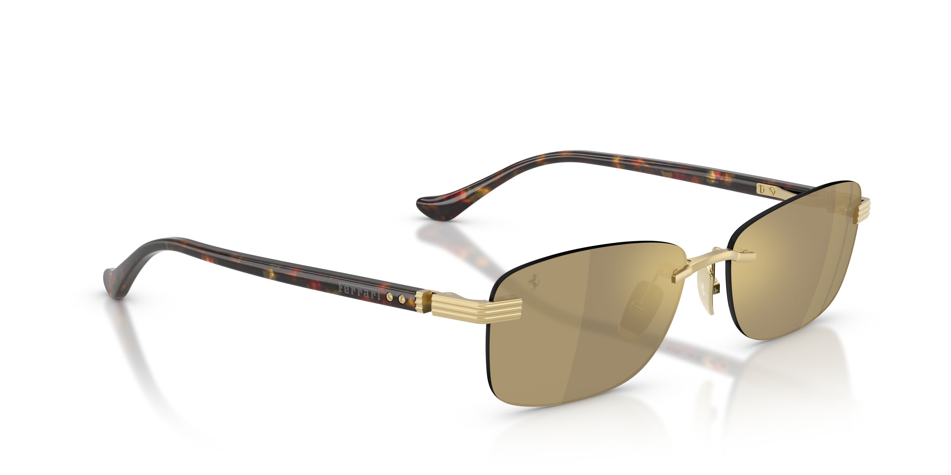 Occhiali da sole Ferrari FH 1029TD (313/03) colore oro opaco forma quadrato lenti trasparente specchiata giallo oro