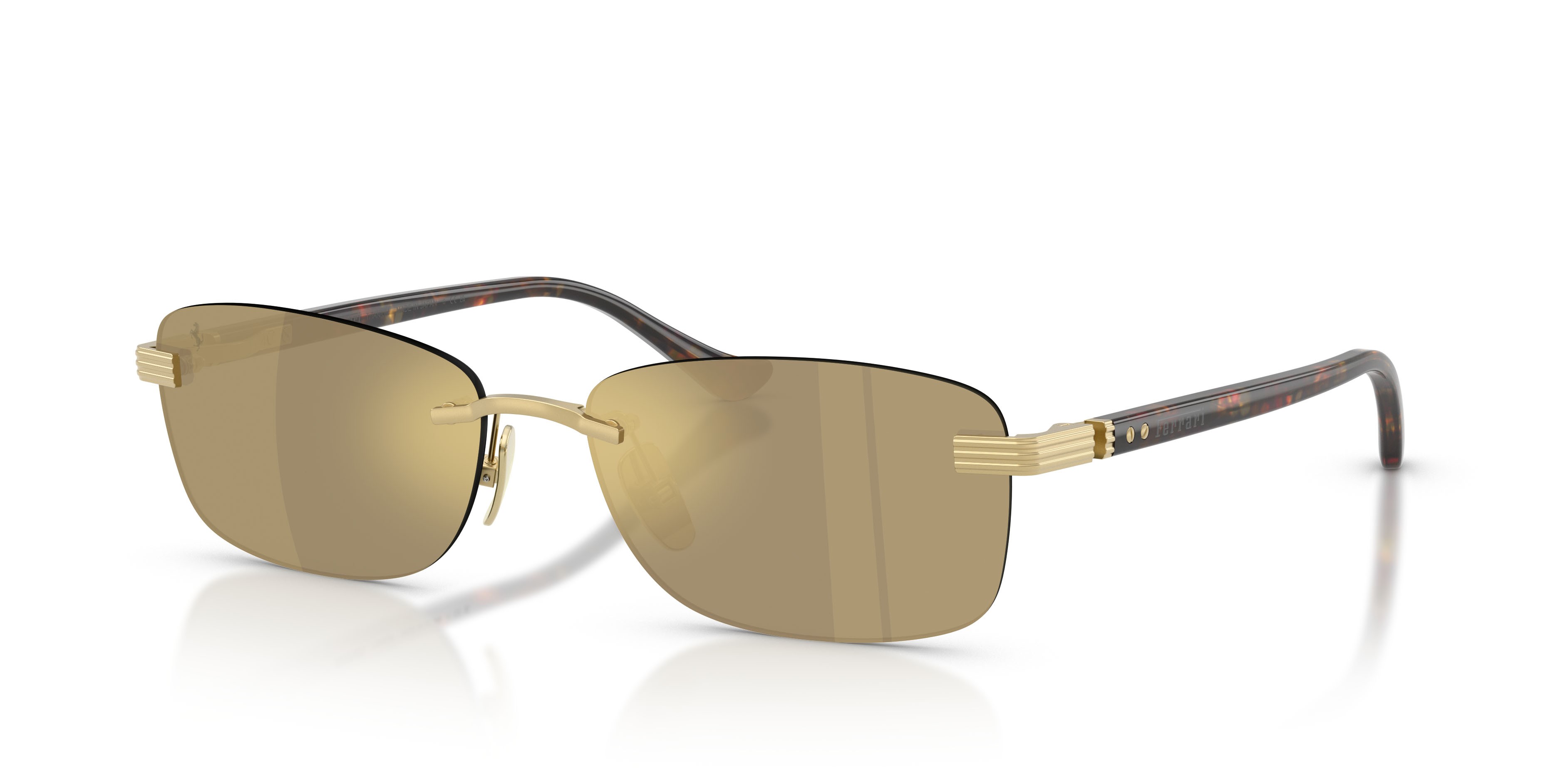 Occhiali da sole Ferrari FH 1029TD (313/03) colore oro opaco forma quadrato lenti trasparente specchiata giallo oro