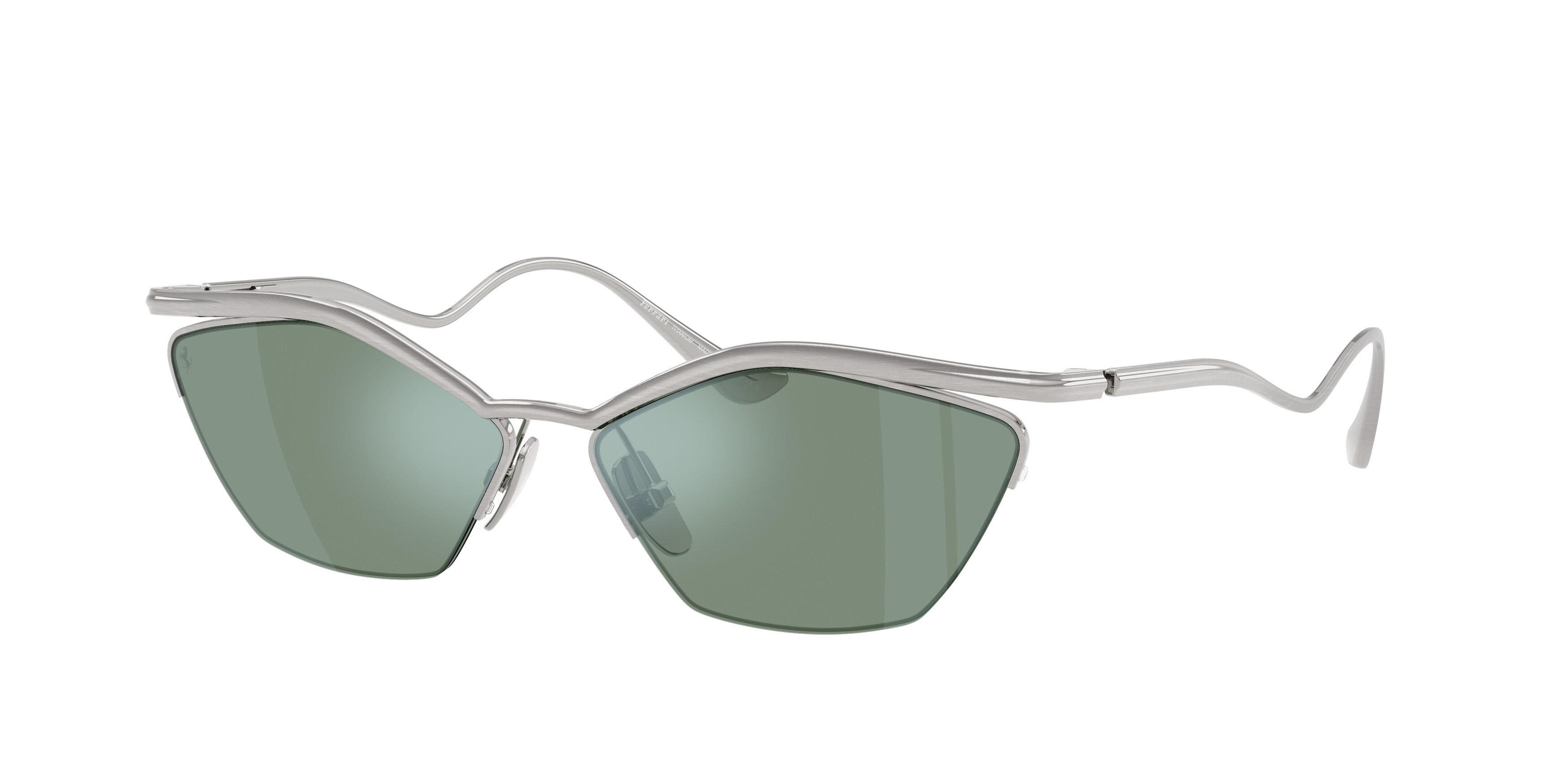 Occhiali da sole Ferrari FH 1030T (303/30) colore argento spazzolato forma cat eye lenti azzurro specchiato