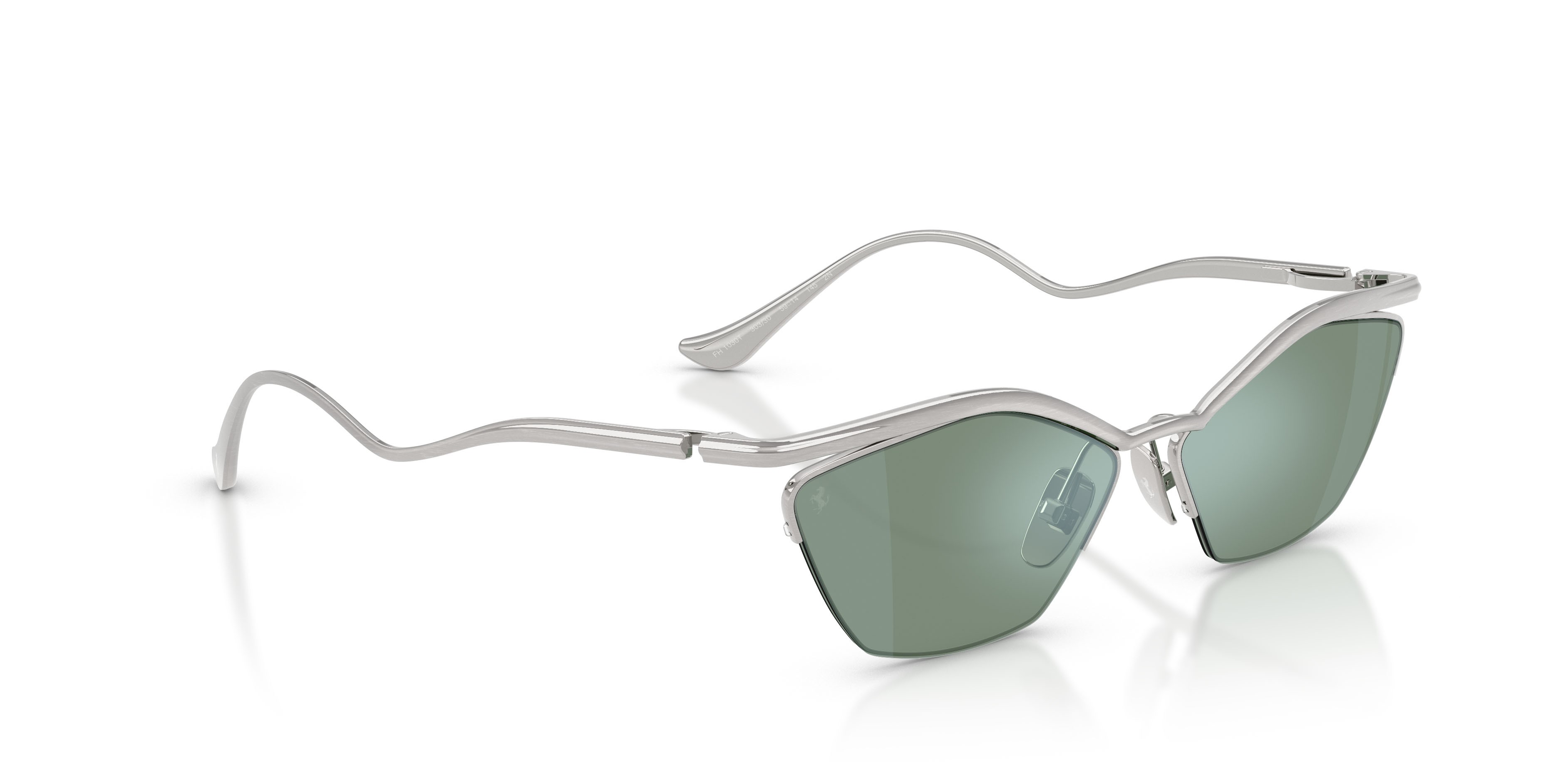 Occhiali da sole Ferrari FH 1030T (303/30) colore argento spazzolato forma cat eye lenti azzurro specchiato