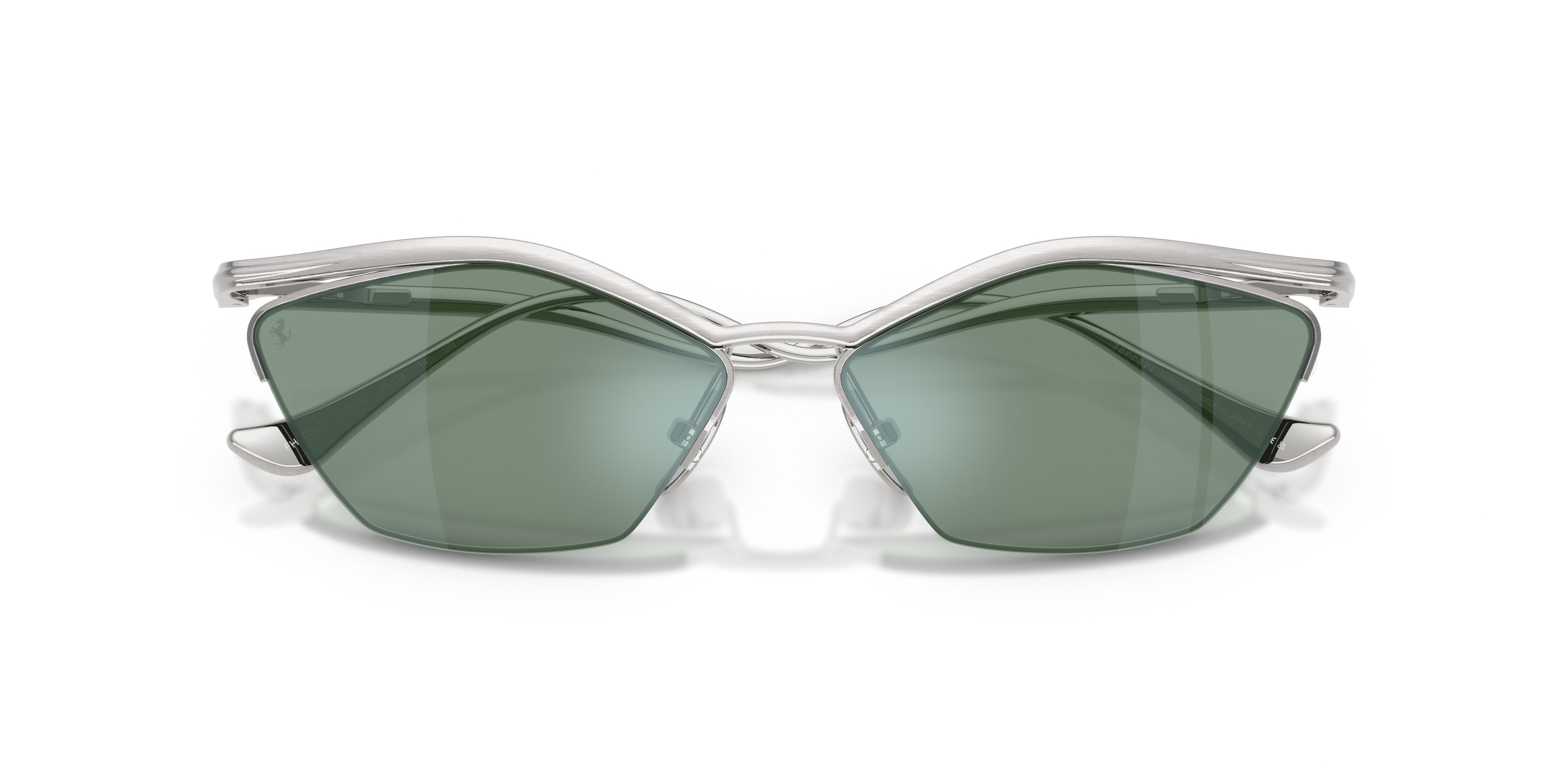 Occhiali da sole Ferrari FH 1030T (303/30) colore argento spazzolato forma cat eye lenti azzurro specchiato