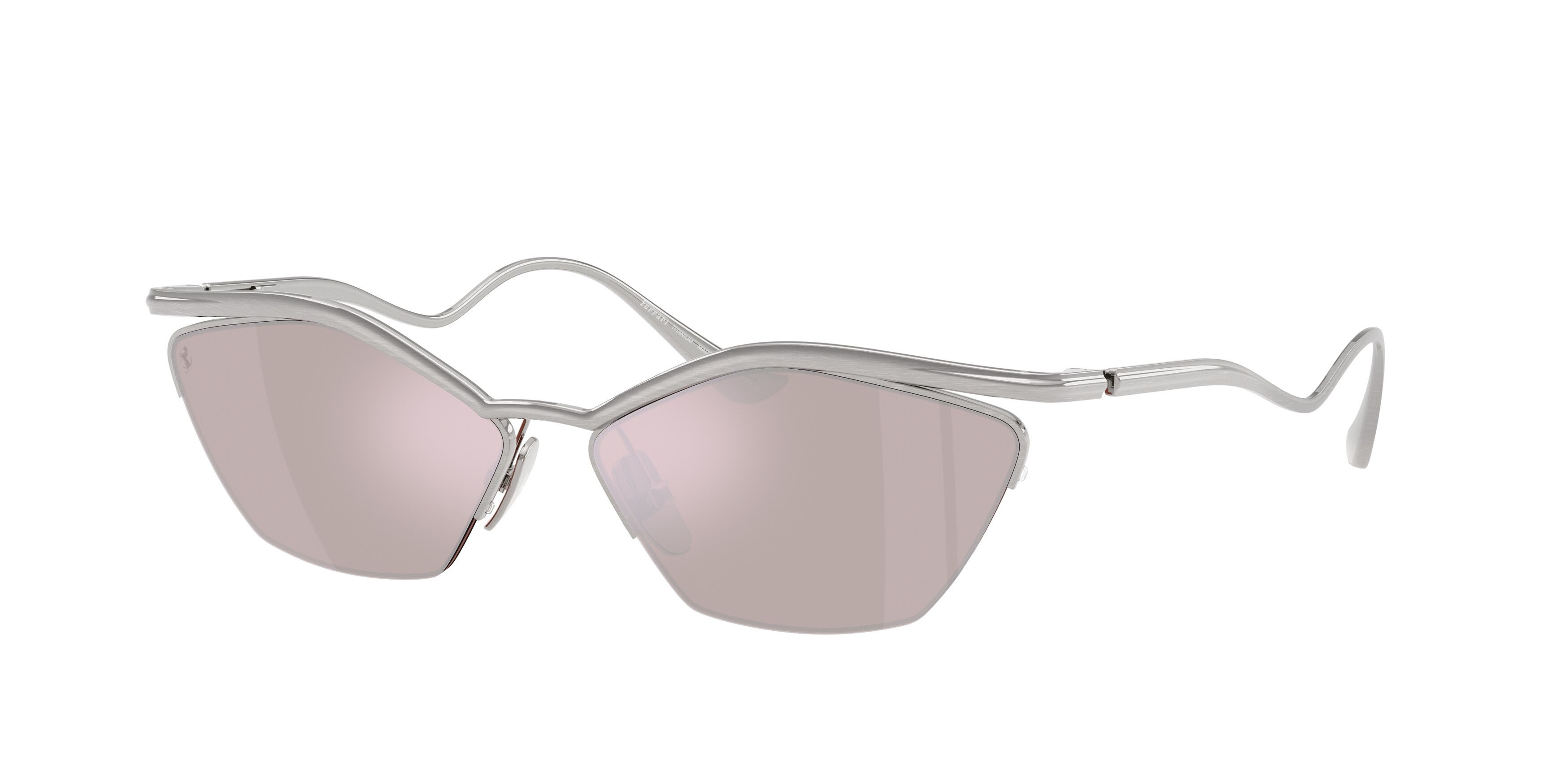 Occhiali da sole Ferrari FH 1030T (303/B5) colore argento spazzolato forma cat eye lenti violetto scuro