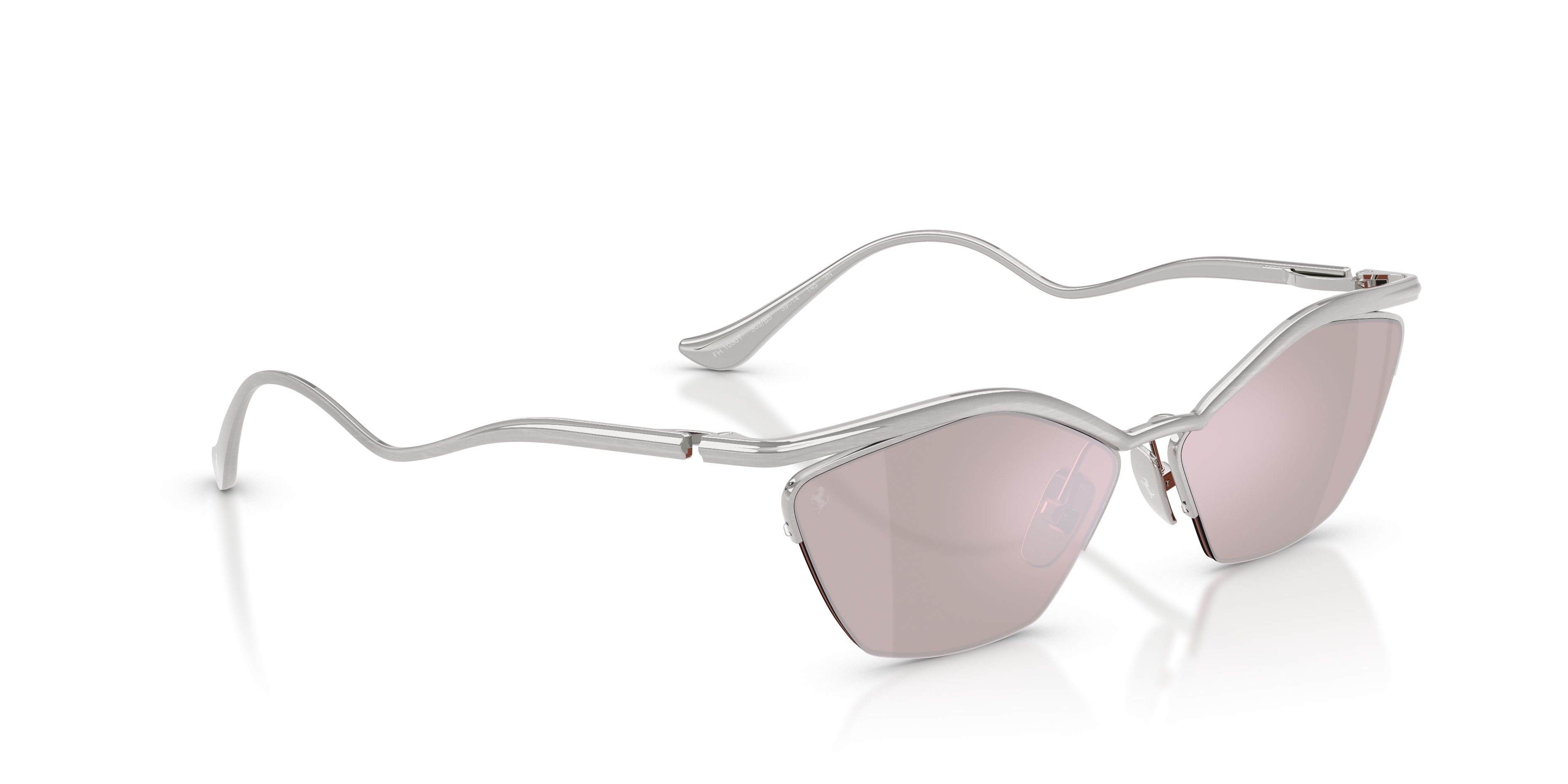 Occhiali da sole Ferrari FH 1030T (303/B5) colore argento spazzolato forma cat eye lenti violetto scuro