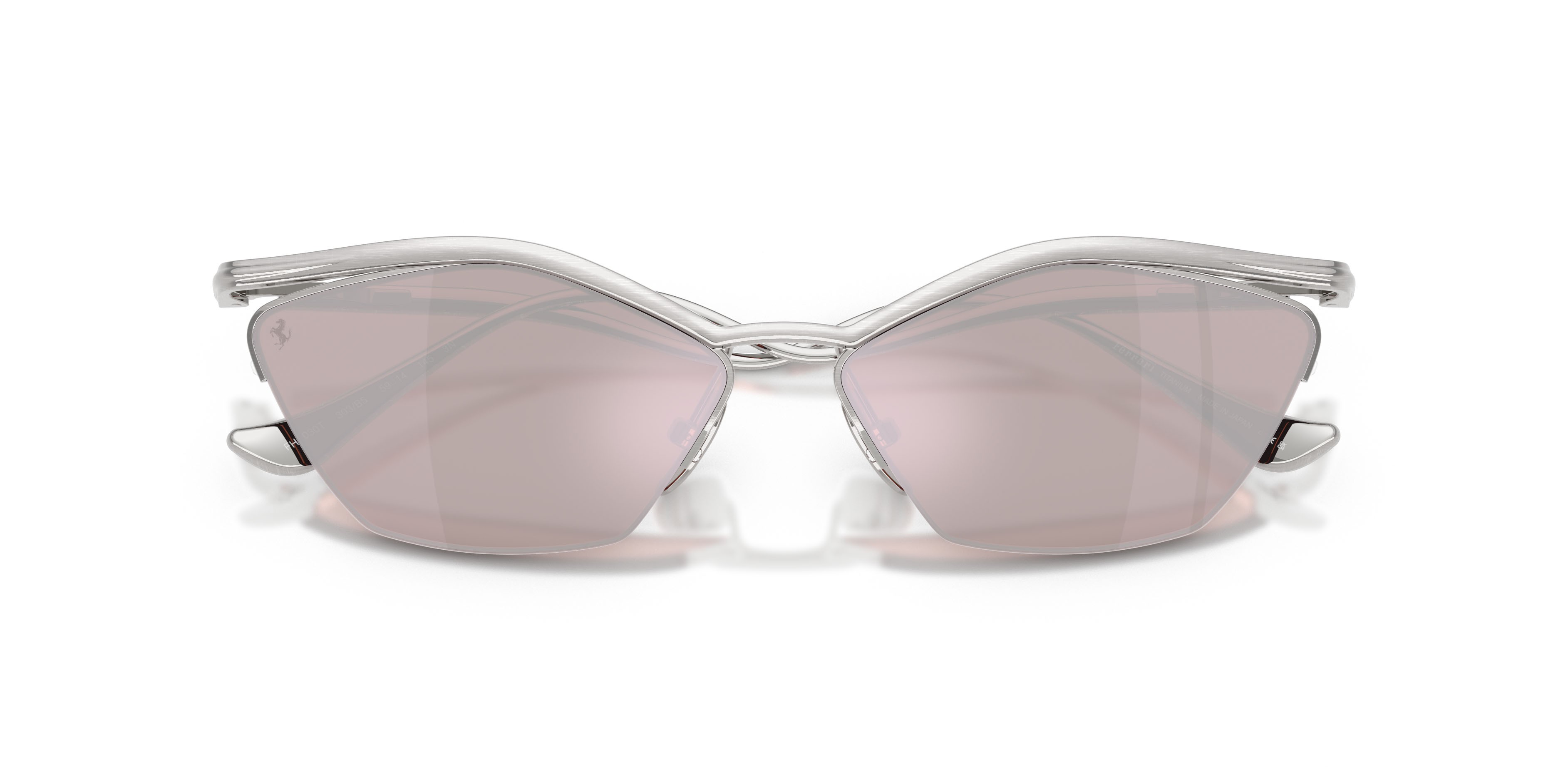 Occhiali da sole Ferrari FH 1030T (303/B5) colore argento spazzolato forma cat eye lenti violetto scuro