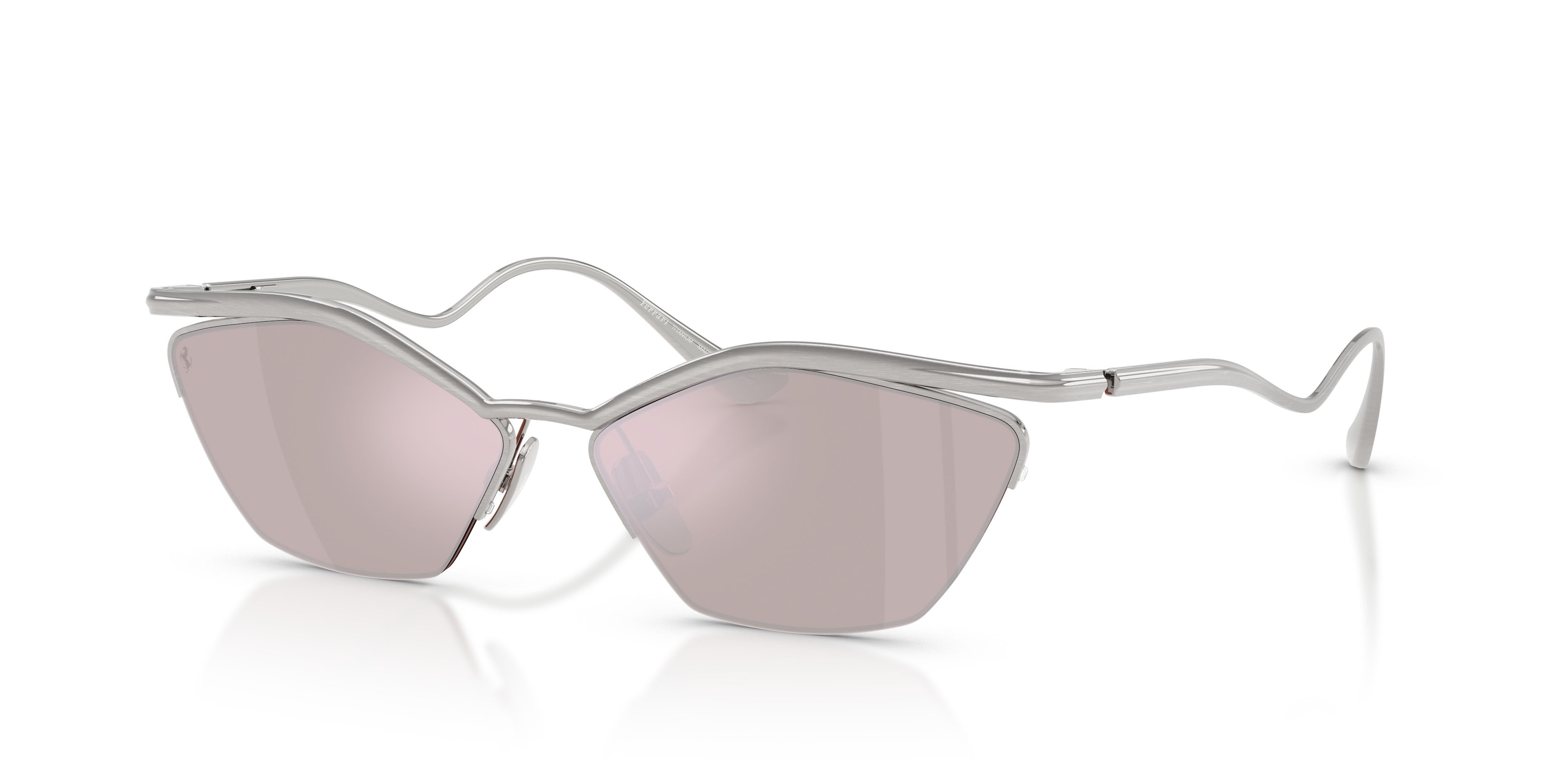 Occhiali da sole Ferrari FH 1030T (303/B5) colore argento spazzolato forma cat eye lenti violetto scuro