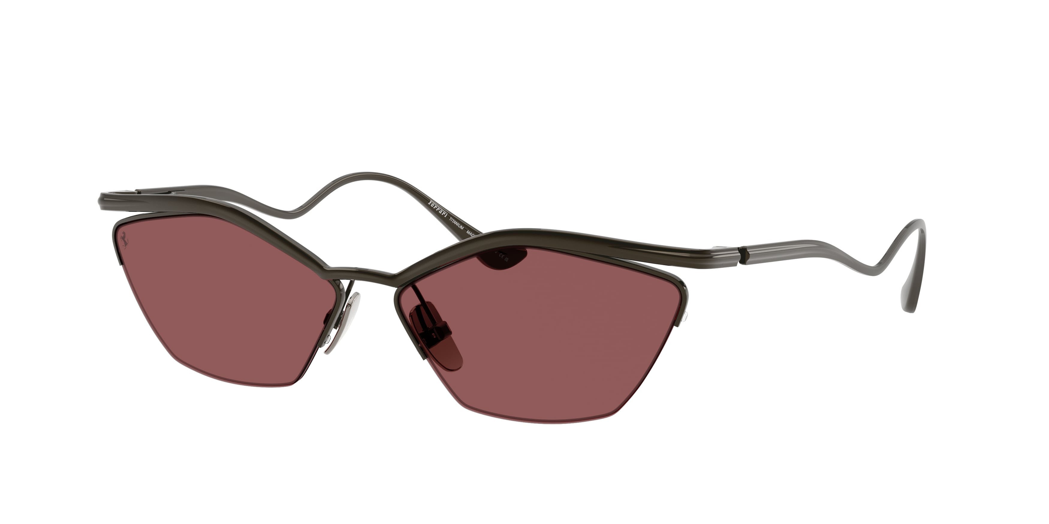 Occhiali da sole Ferrari FH 1030T (314/1E) colore gunmetal brillante forma cat eye lenti red contrast pro