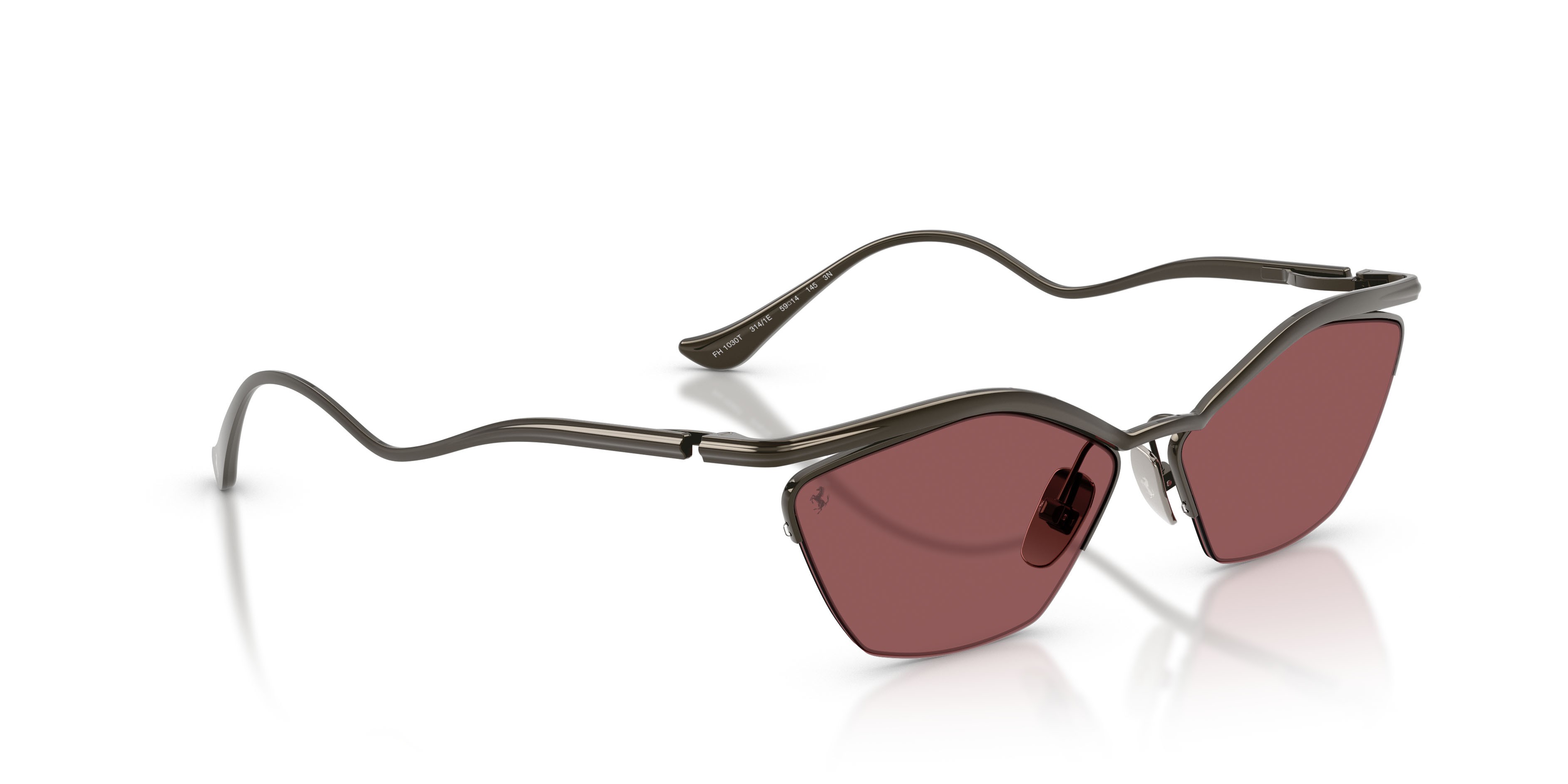 Occhiali da sole Ferrari FH 1030T (314/1E) colore gunmetal brillante forma cat eye lenti red contrast pro