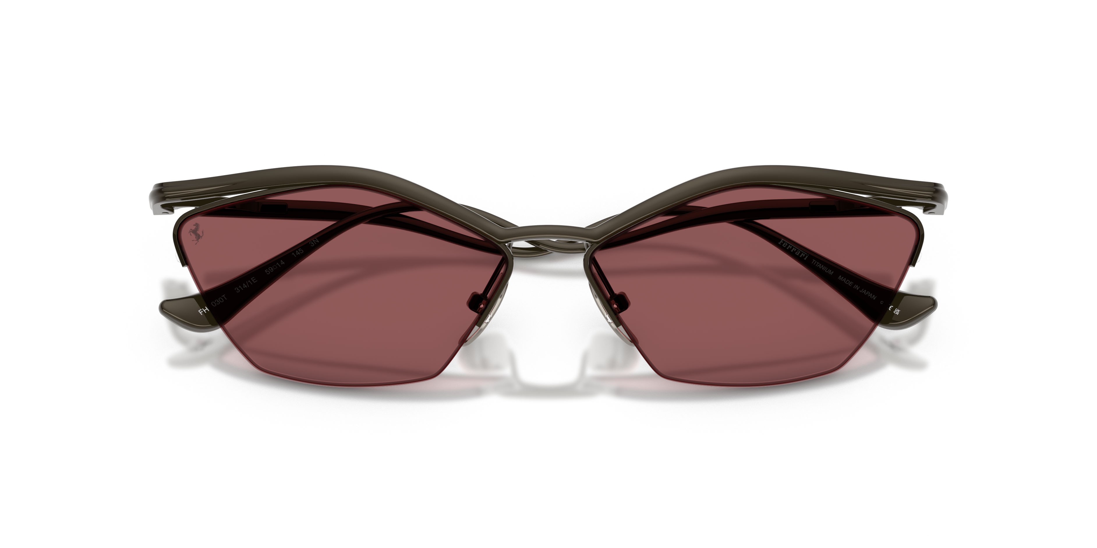 Occhiali da sole Ferrari FH 1030T (314/1E) colore gunmetal brillante forma cat eye lenti red contrast pro