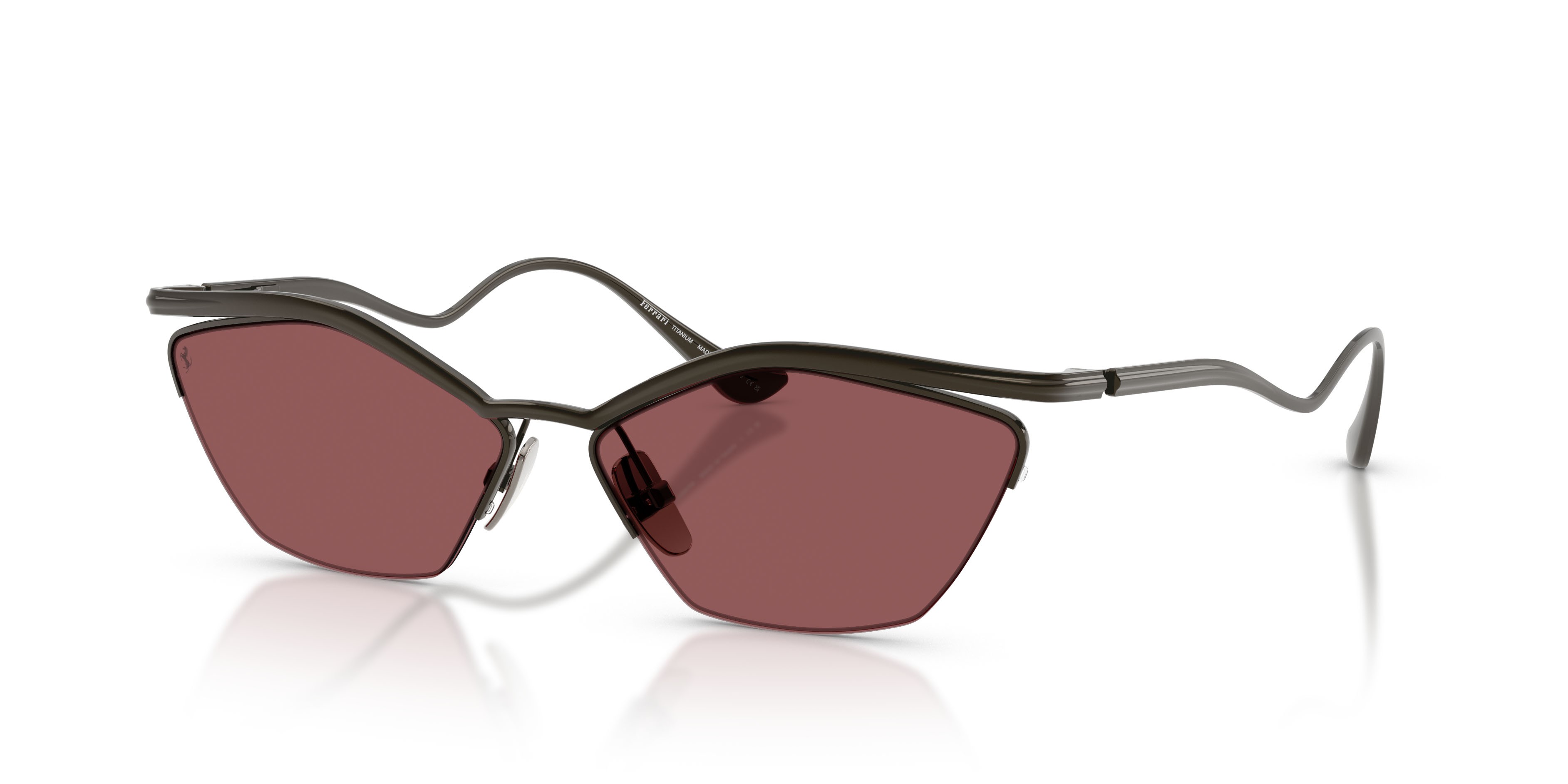 Occhiali da sole Ferrari FH 1030T (314/1E) colore gunmetal brillante forma cat eye lenti red contrast pro