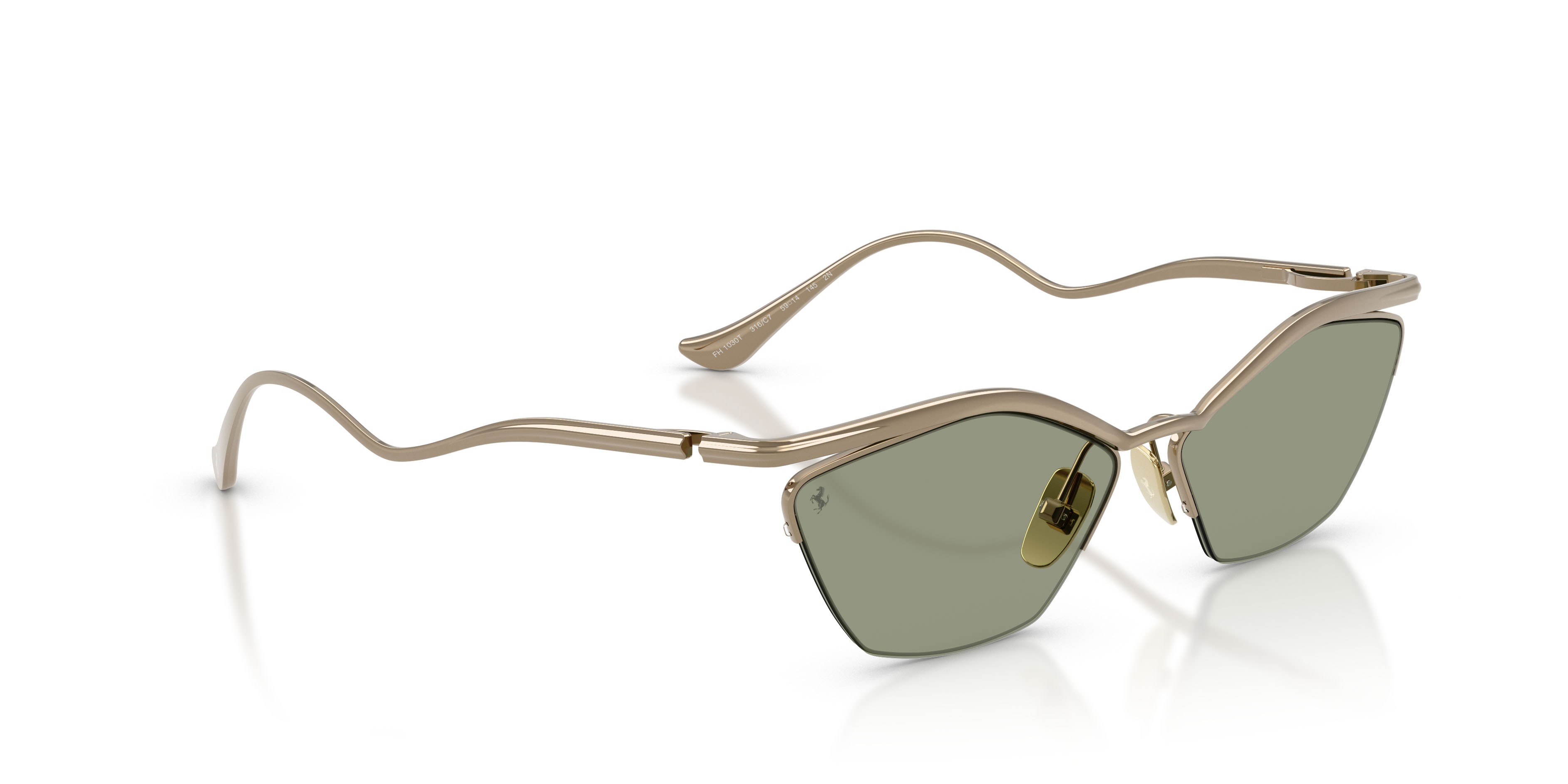 Occhiali da sole Ferrari FH 1030T (316/C7) colore oro lucido forma cat eye lenti verde scuro