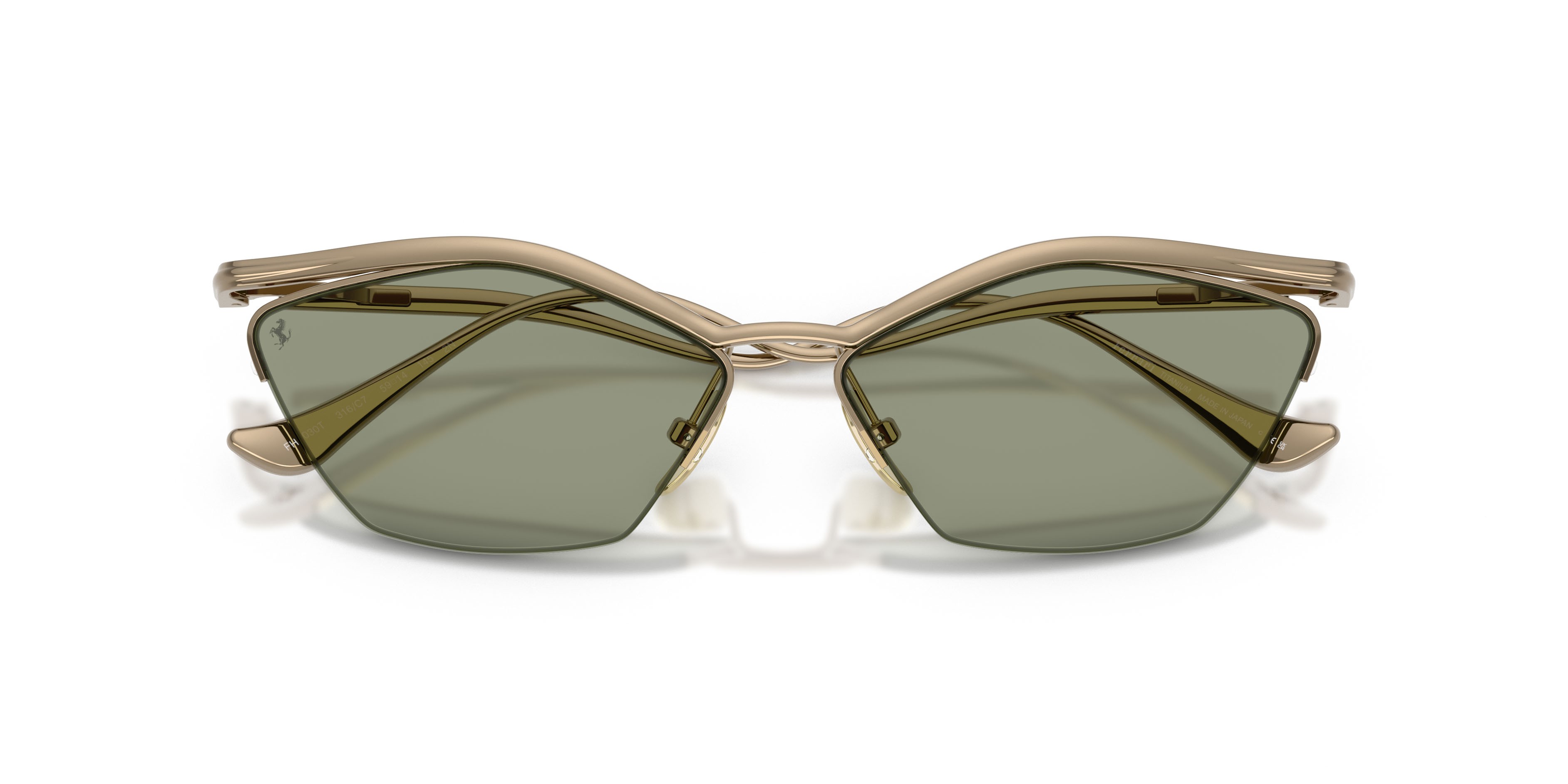Occhiali da sole Ferrari FH 1030T (316/C7) colore oro lucido forma cat eye lenti verde scuro