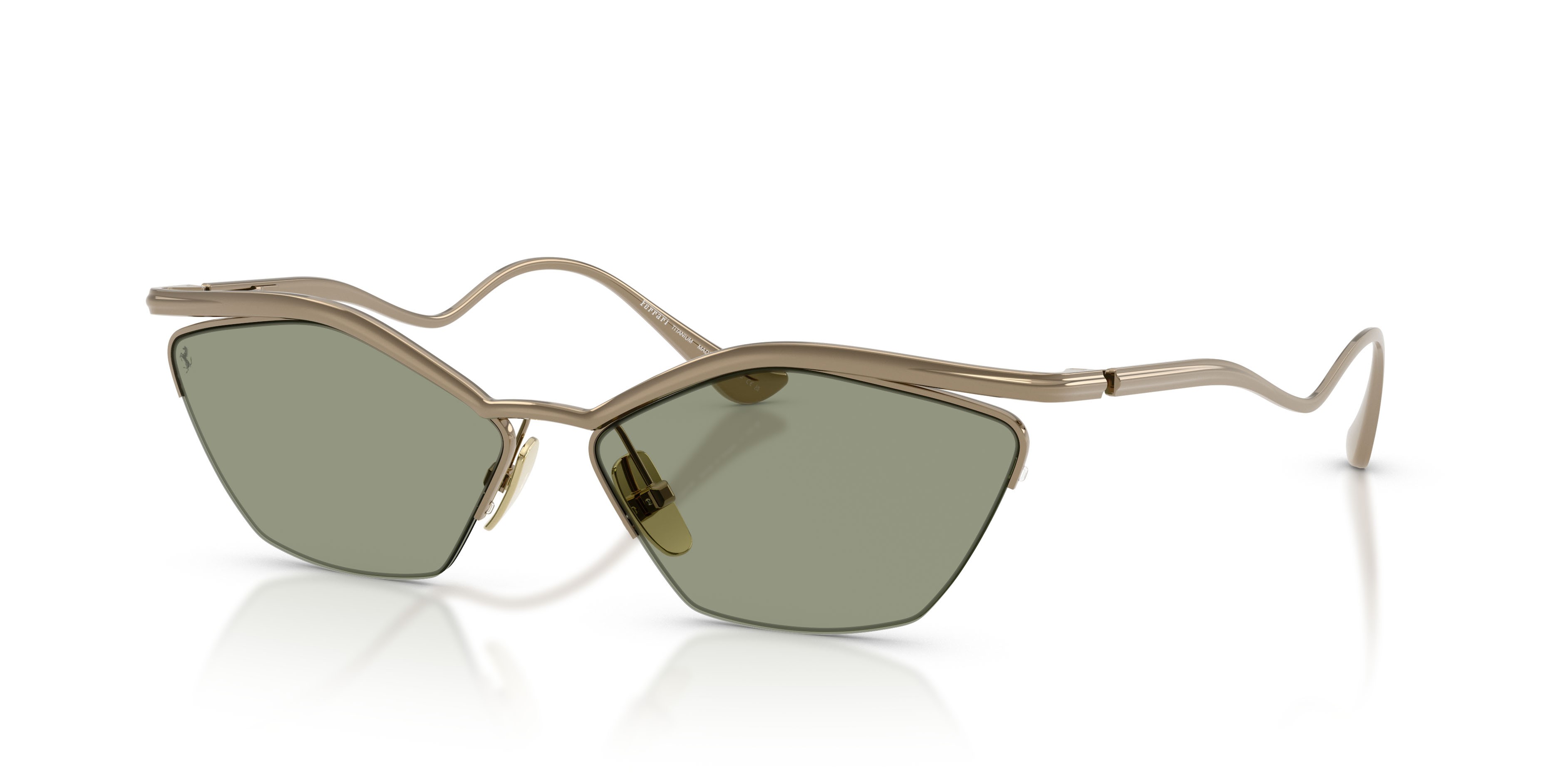 Occhiali da sole Ferrari FH 1030T (316/C7) colore oro lucido forma cat eye lenti verde scuro