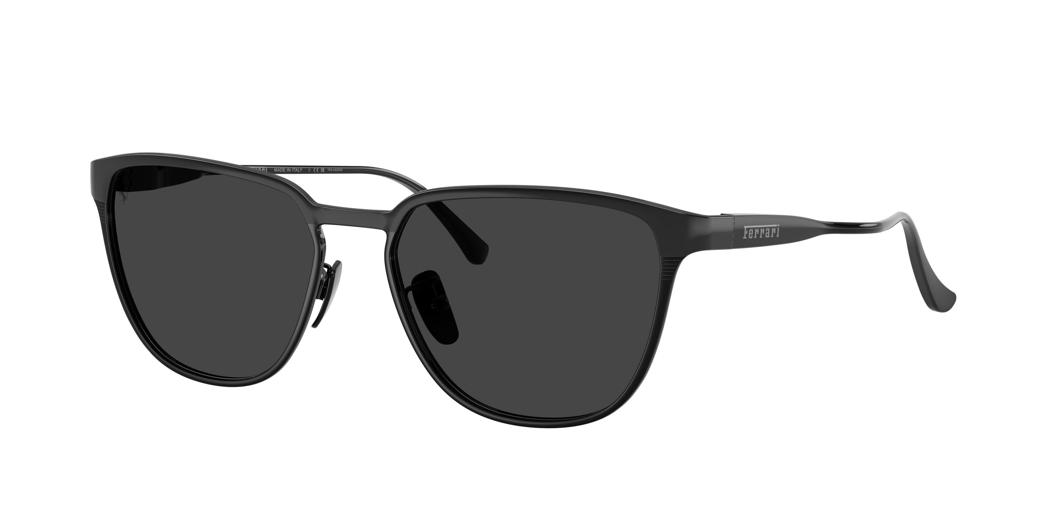 Occhiali da sole Ferrari FH 1032D (141/48) colore nero opaco forma quadrato lenti nero/cristallo