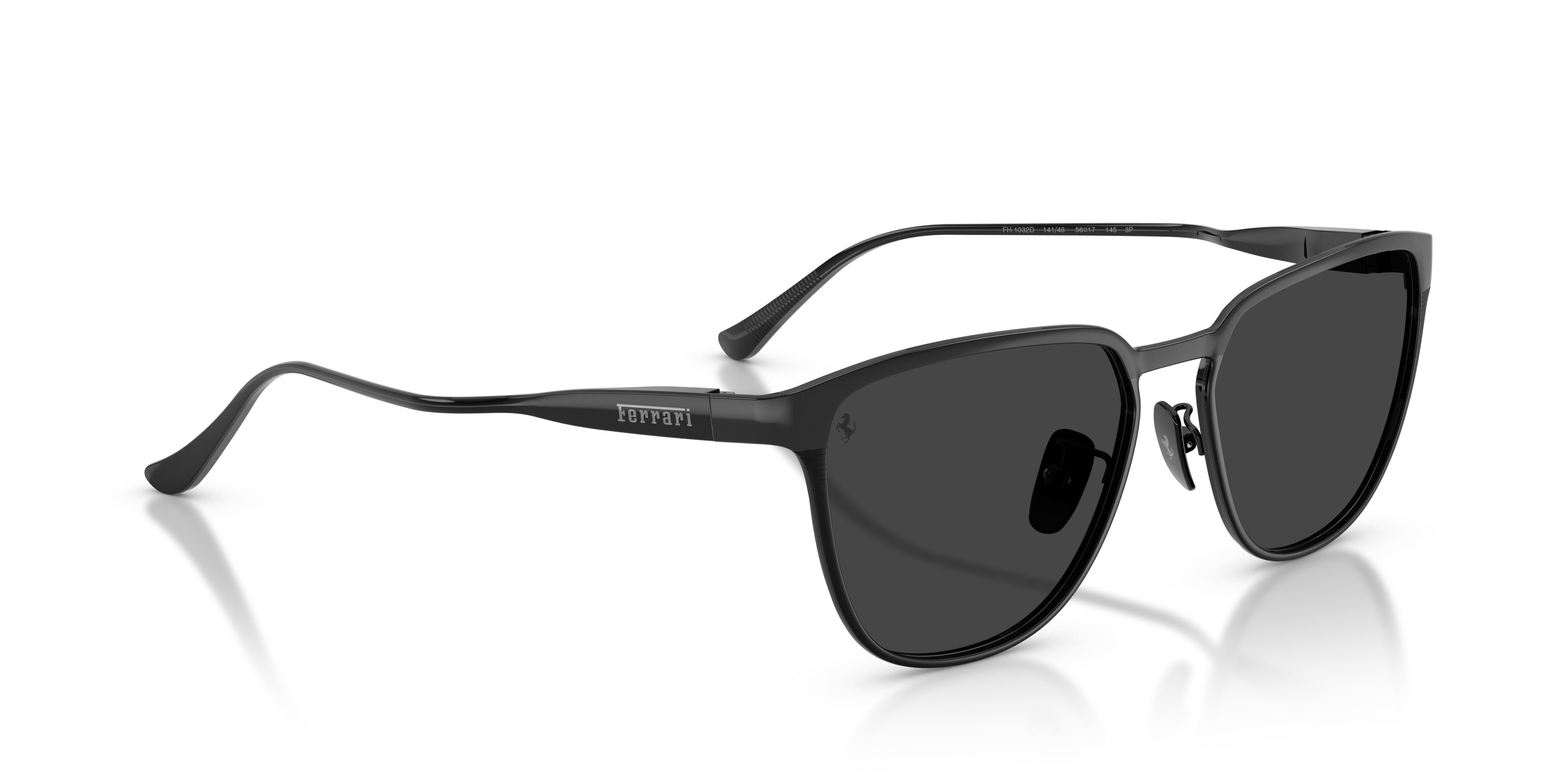 Occhiali da sole Ferrari FH 1032D (141/48) colore nero opaco forma quadrato lenti nero/cristallo