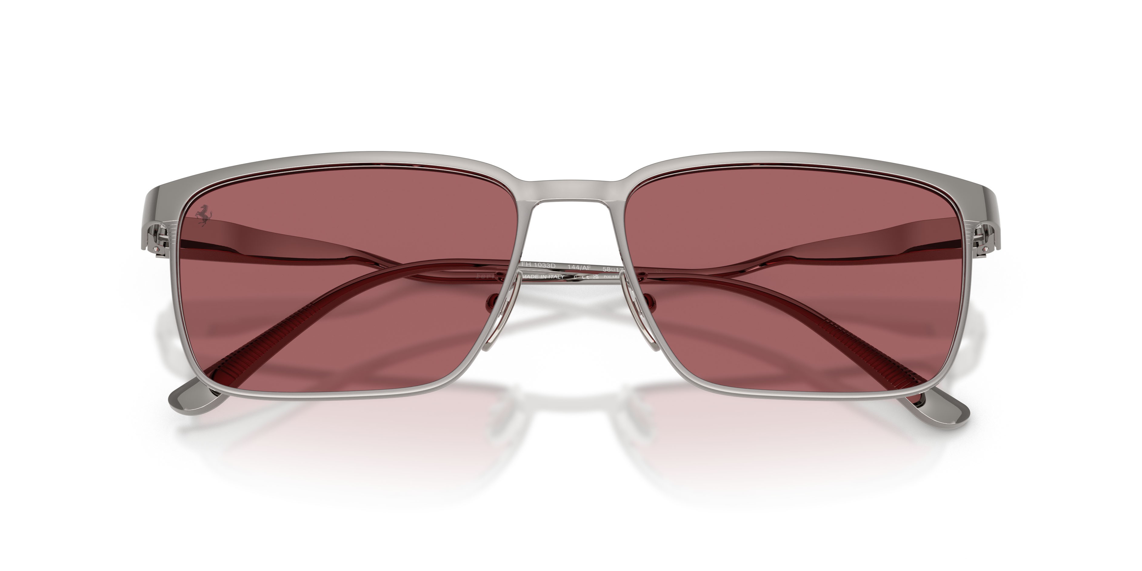 Occhiali da sole Ferrari FH 1033D (144/AF) colore gunmetal forma quadrato lenti rosso
