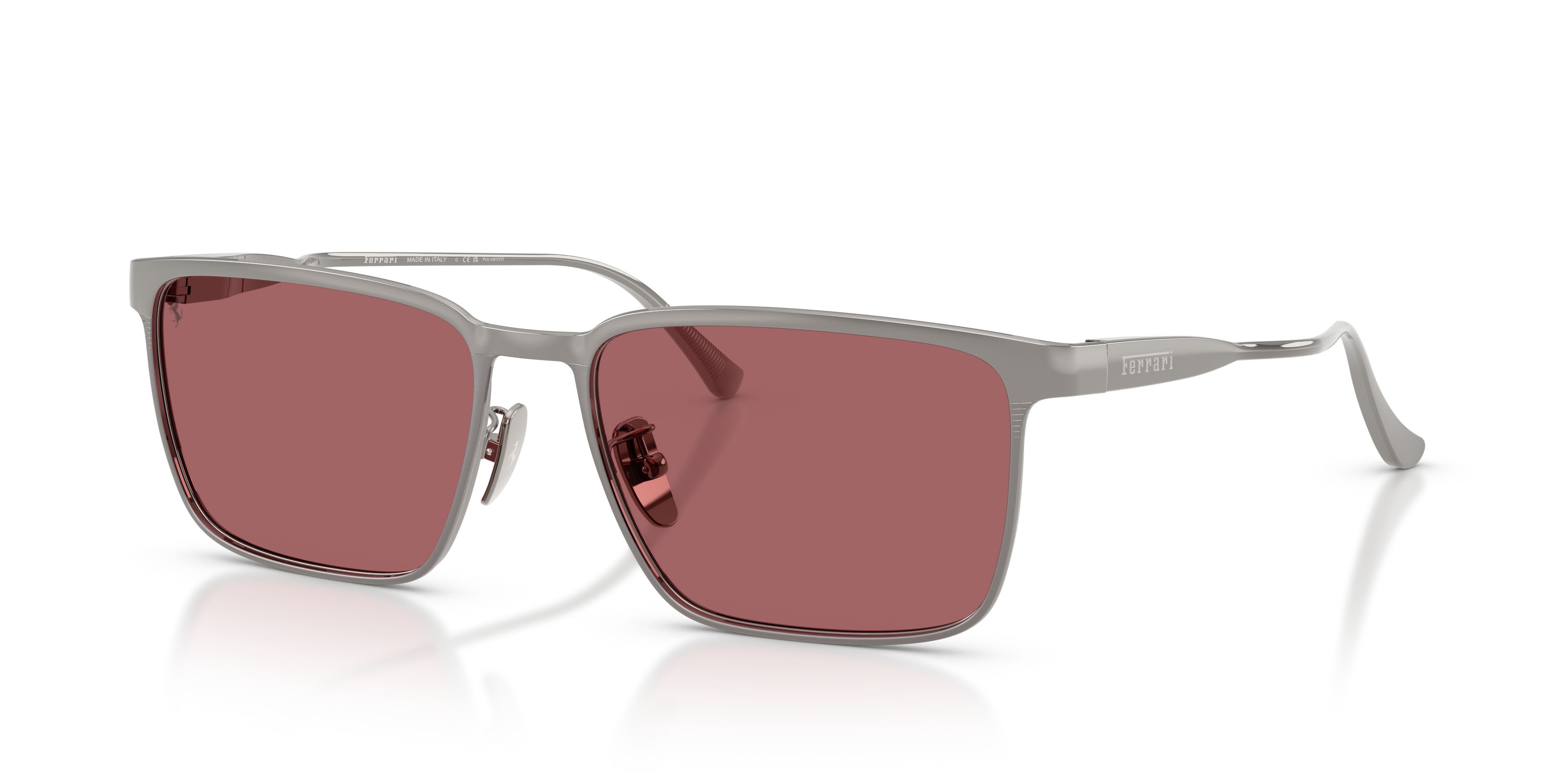 Occhiali da sole Ferrari FH 1033D (144/AF) colore gunmetal forma quadrato lenti rosso