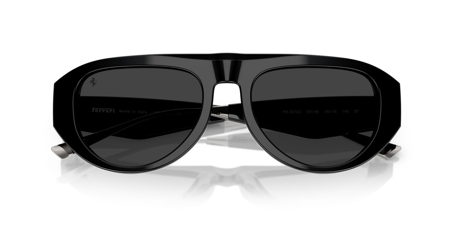 Occhiali da sole Ferrari FH 2012U (701/48) colore nero forma aviator lenti polar grigio