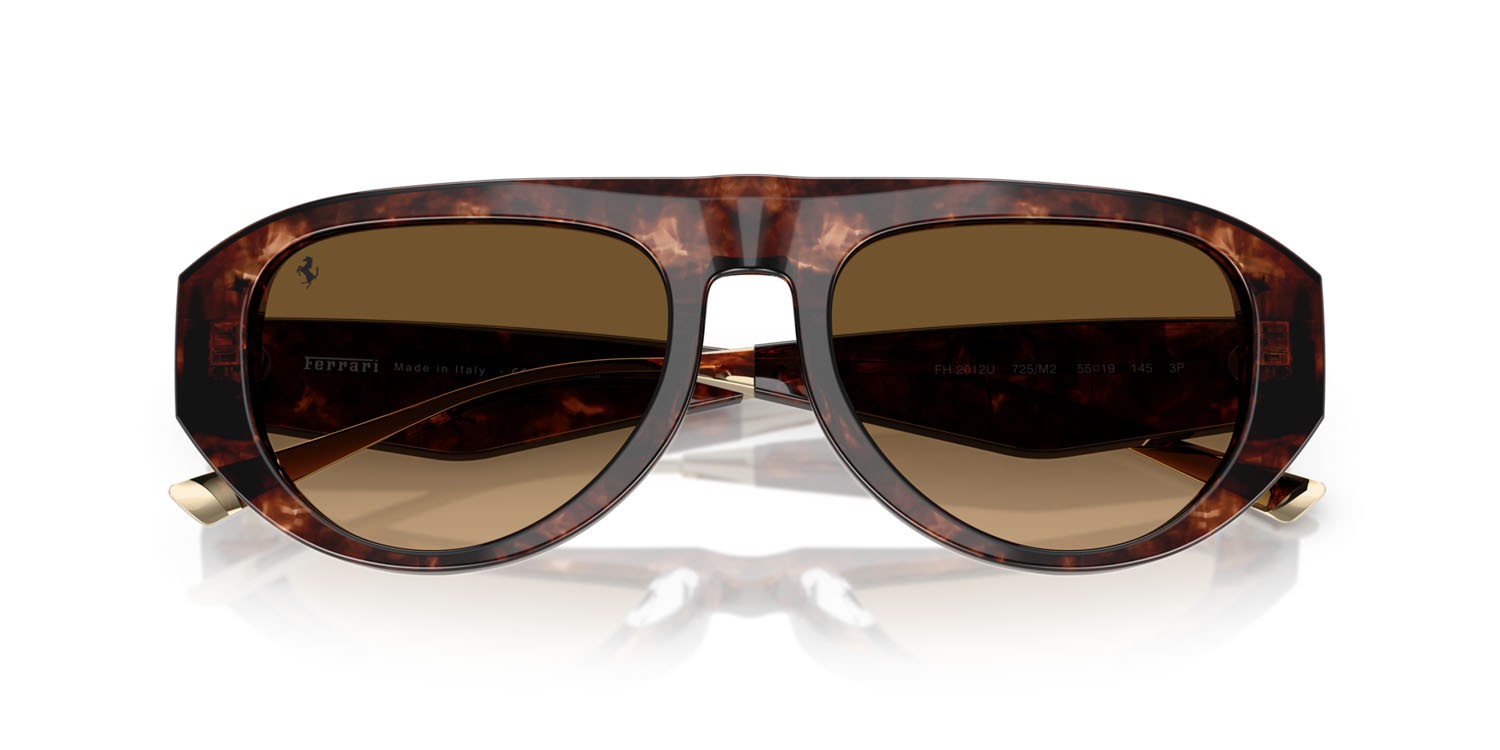 Occhiali da sole Ferrari FH 2012U (725/M2) colore caramello havana forma aviator lenti polarizzata marrone sfumato