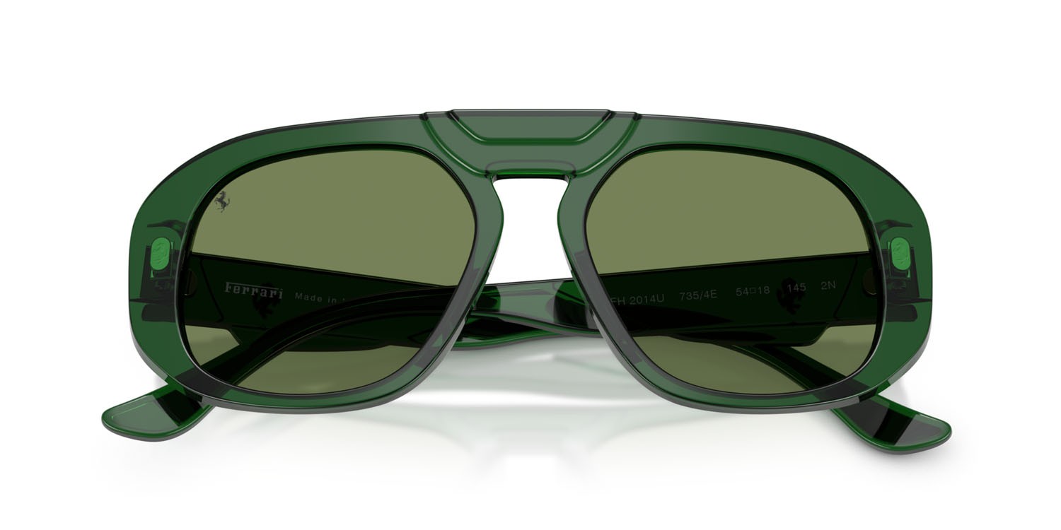 Occhiali da sole Ferrari FH 2014U (735/4E) colore verde scuro forma quadrato lenti verde
