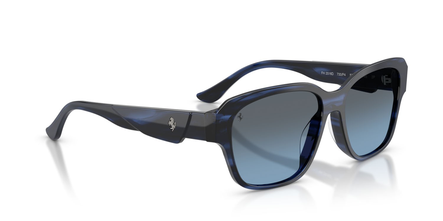 Occhiali da sole Ferrari FH 2016D (733/P4) colore striato blu forma quadrato lenti polarizzata blu sfumato