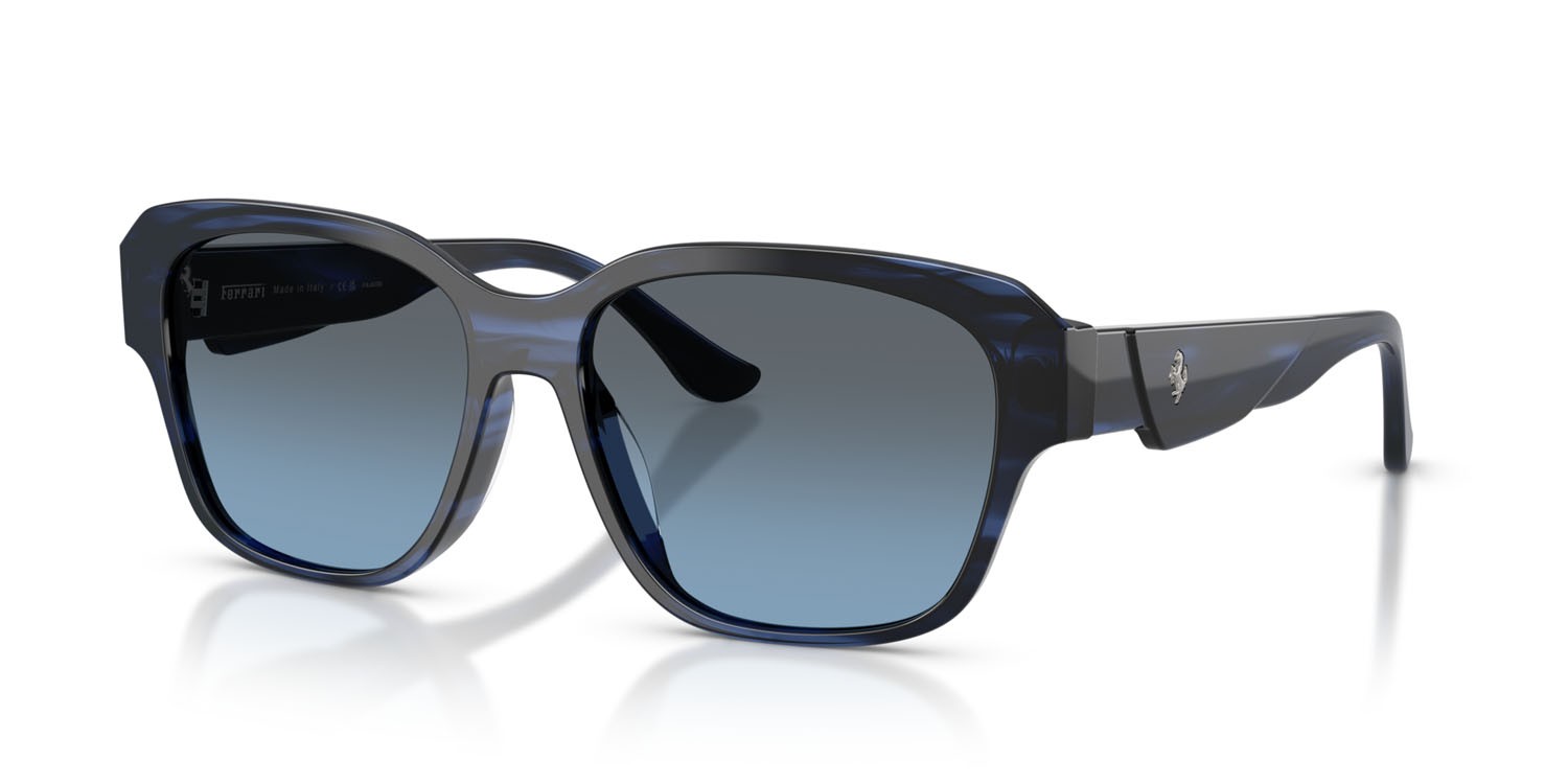 Occhiali da sole Ferrari FH 2016D (733/P4) colore striato blu forma quadrato lenti polarizzata blu sfumato
