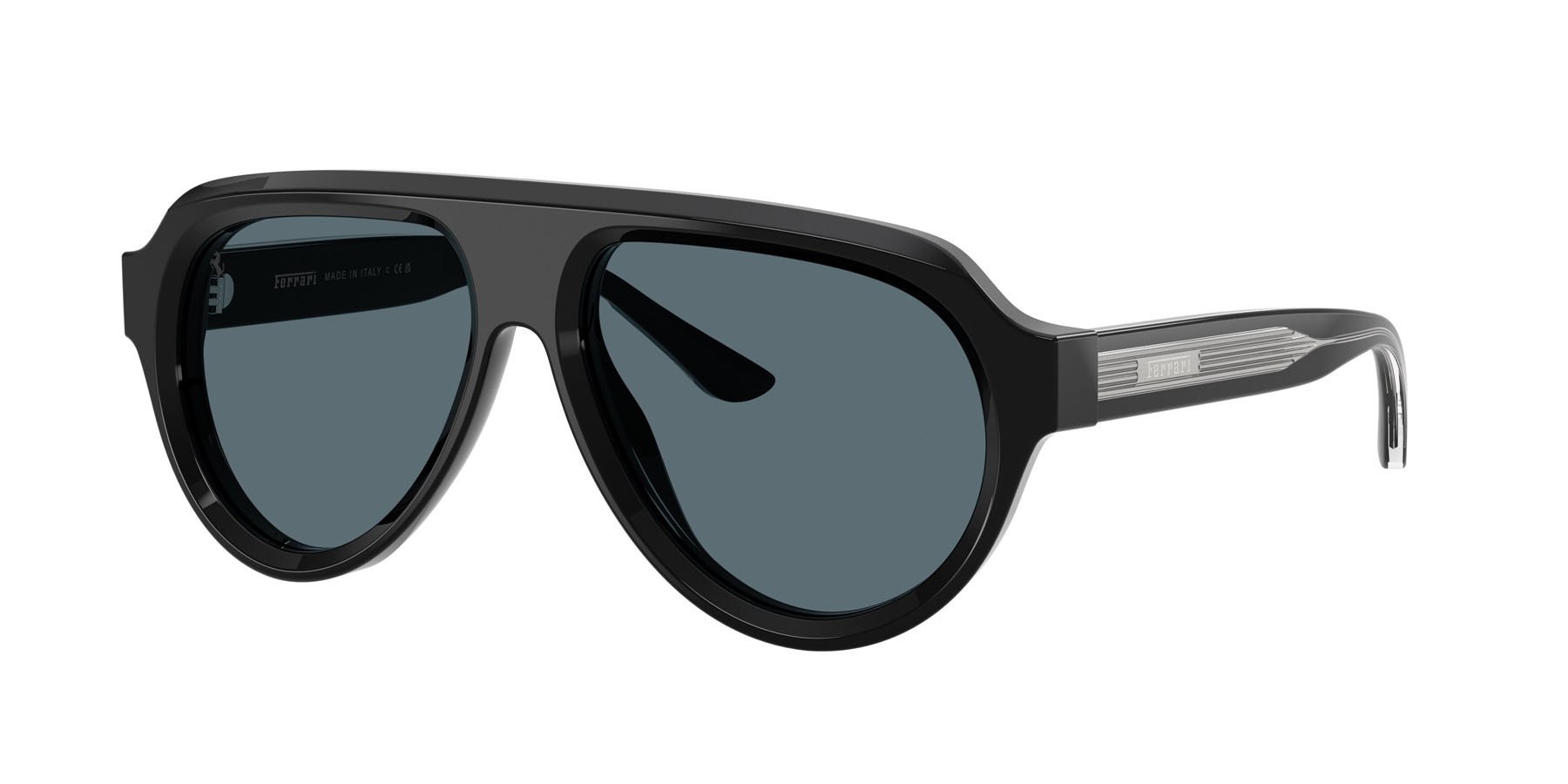 Occhiali da sole Ferrari FH 2019U (701/R5) colore nero lucido forma aviator lenti blu