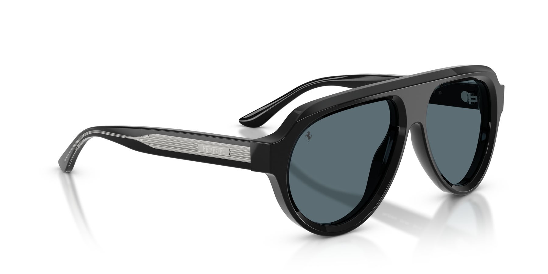 Occhiali da sole Ferrari FH 2019U (701/R5) colore nero lucido forma aviator lenti blu
