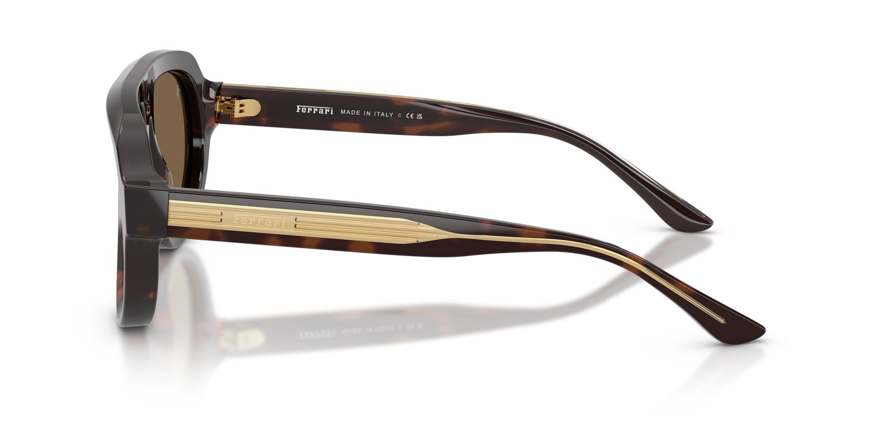 Occhiali da sole Ferrari FH 2019U (750/W4) colore tartarugato marrone forma aviator lenti marrone specchiato oro