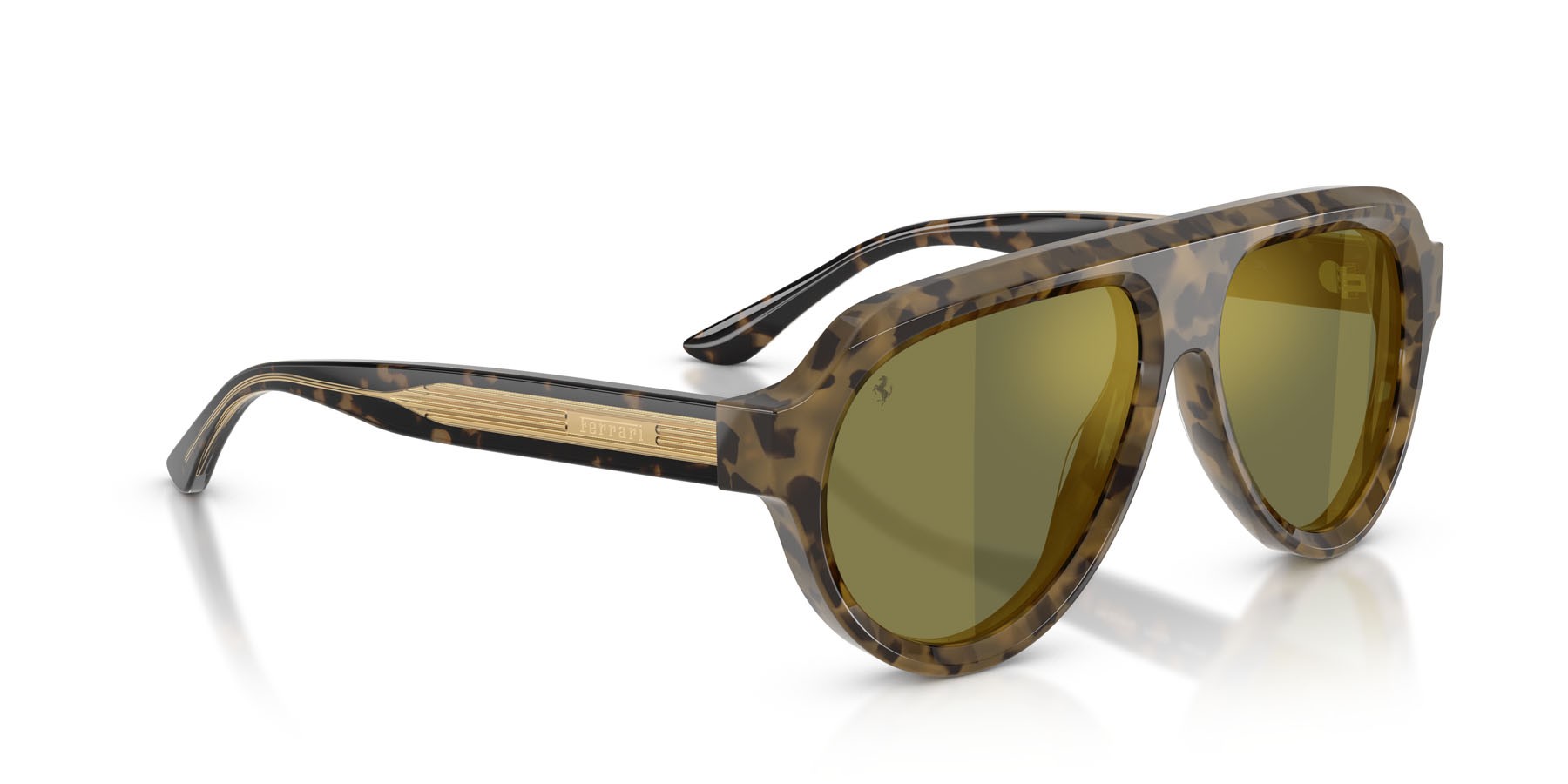 Occhiali da sole Ferrari FH 2019U (751/39) colore tartarugato marrone forma aviator lenti verde specchiato oro