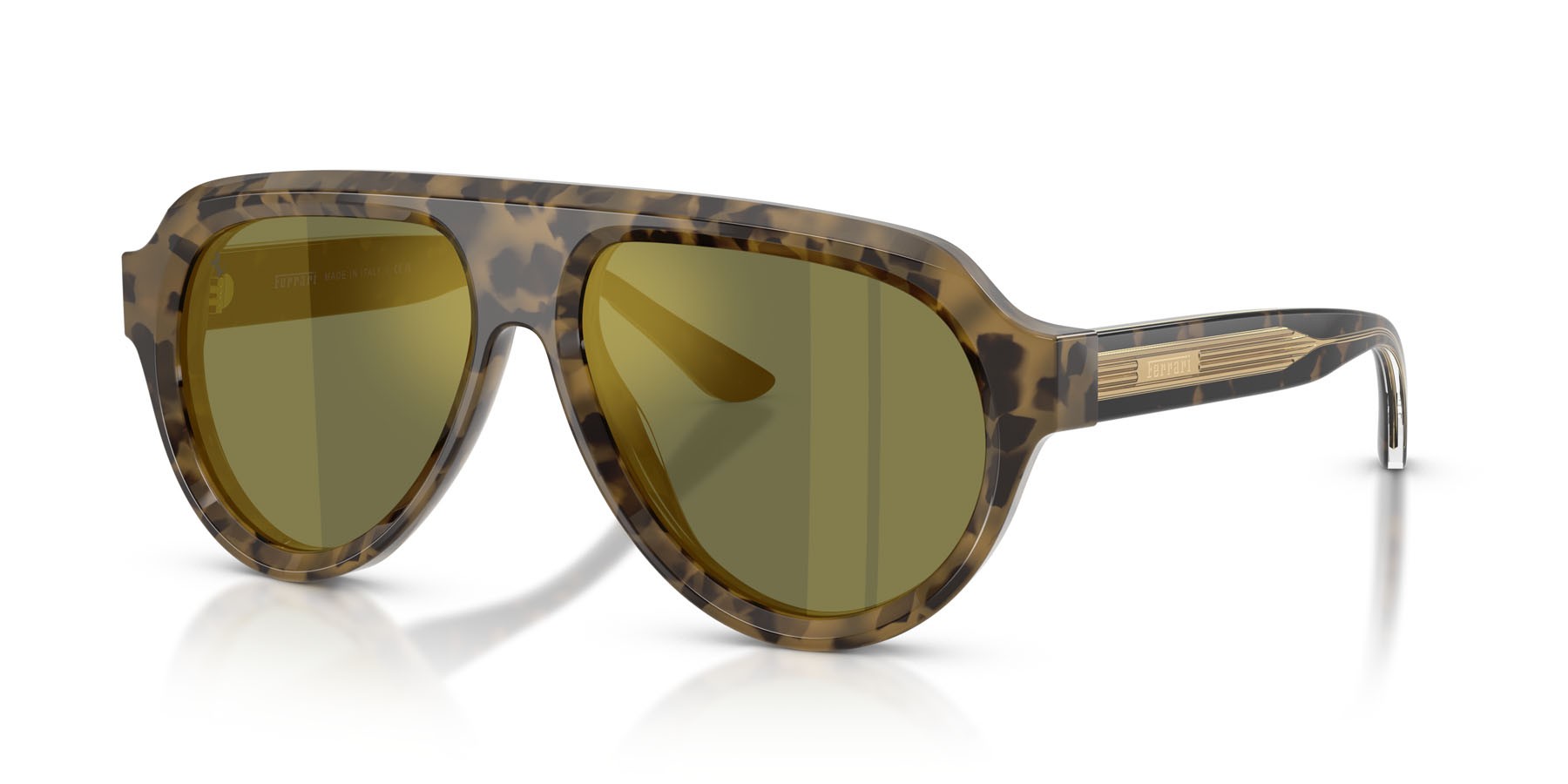 Occhiali da sole Ferrari FH 2019U (751/39) colore tartarugato marrone forma aviator lenti verde specchiato oro