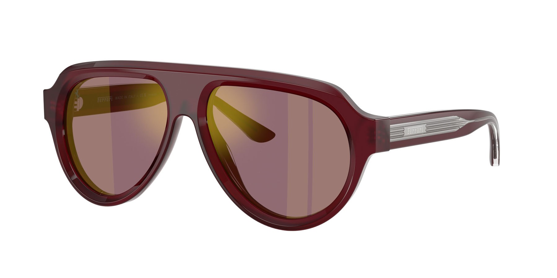 Occhiali da sole Ferrari FH 2019U (752/W0) colore rosso opale forma aviator lenti viola/oro