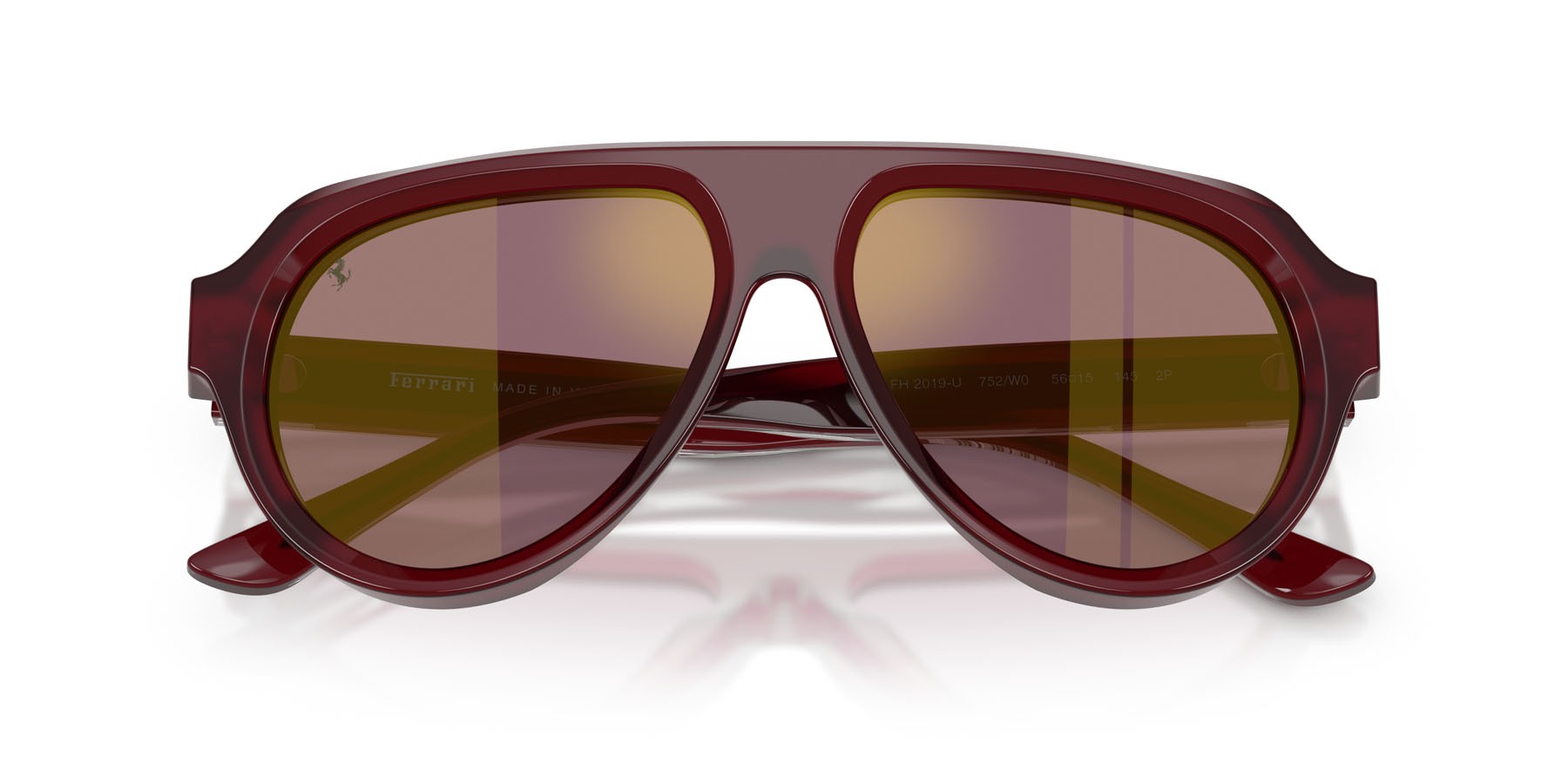 Occhiali da sole Ferrari FH 2019U (752/W0) colore rosso opale forma aviator lenti viola/oro