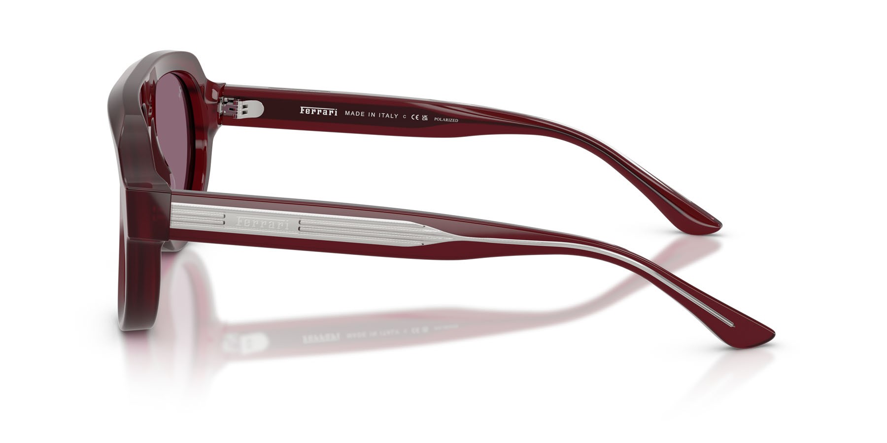 Occhiali da sole Ferrari FH 2019U (752/W0) colore rosso opale forma aviator lenti viola/oro