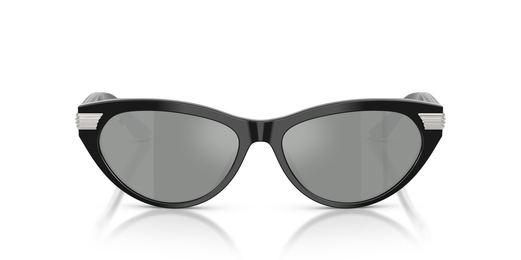 Occhiali da sole Ferrari FH 2020U (701/W3) colore nero lucido forma cat eye lenti grigio chiaro