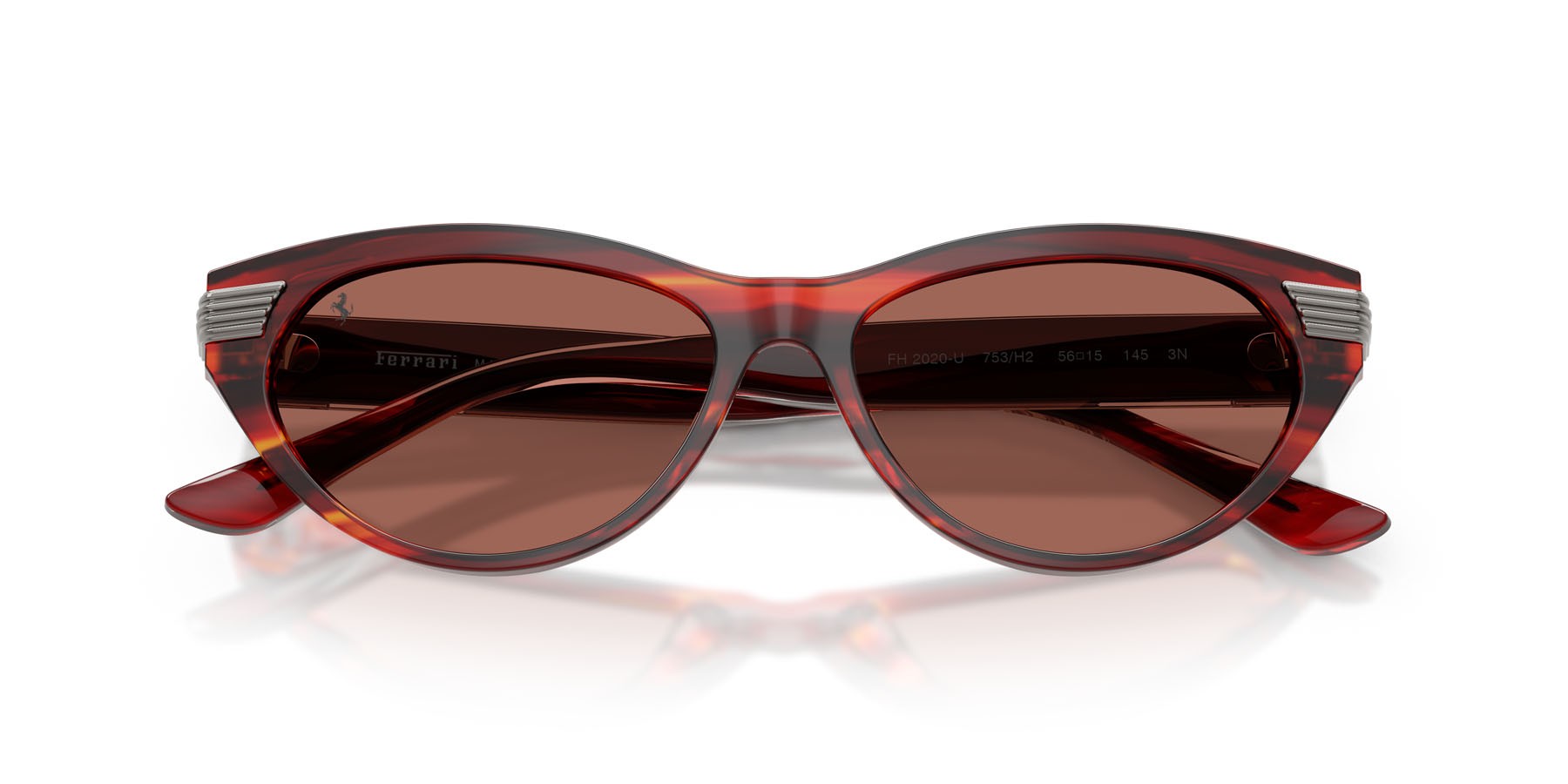 Occhiali da sole Ferrari FH 2020U (753/H2) colore striato marrone forma cat eye lenti marrone