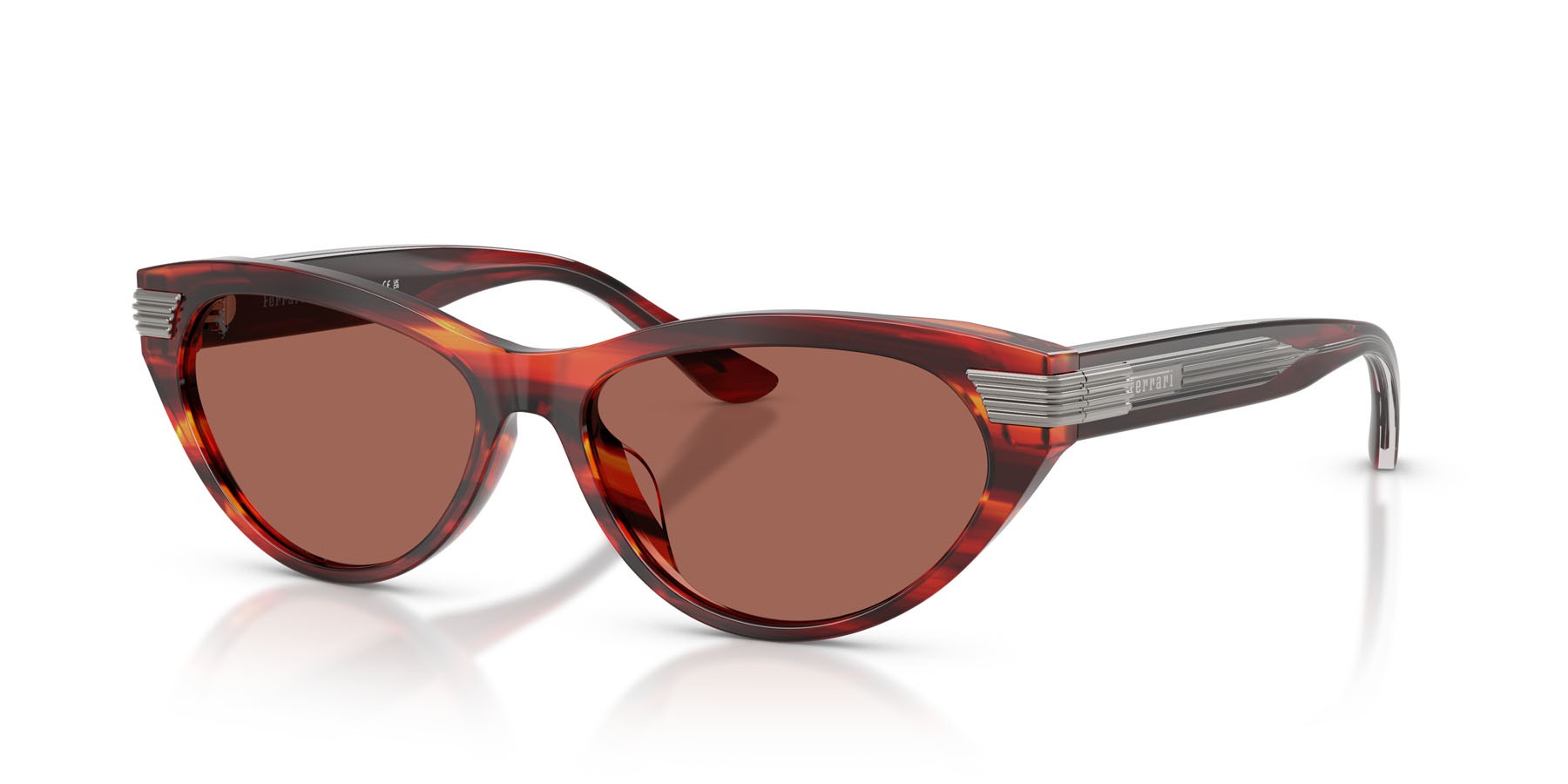 Occhiali da sole Ferrari FH 2020U (753/H2) colore striato marrone forma cat eye lenti marrone