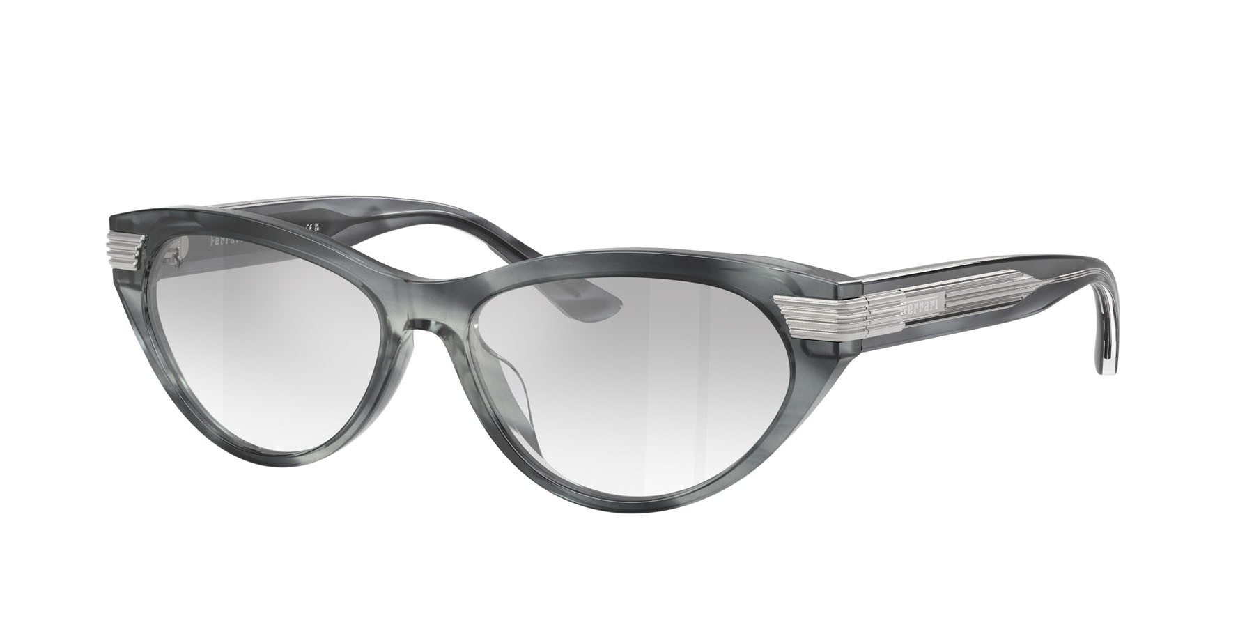 Occhiali da sole Ferrari FH 2020U (754/3G) colore striato blu forma cat eye lenti trasparente a specchio sfumato grigio