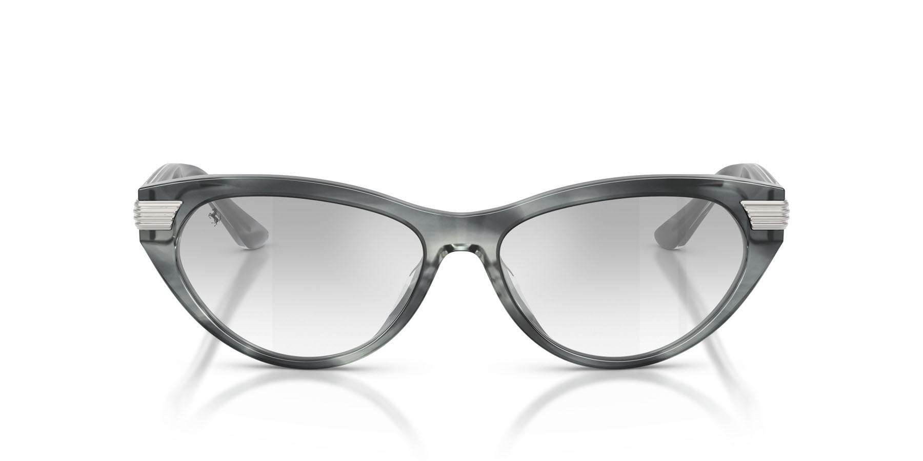 Occhiali da sole Ferrari FH 2020U (754/3G) colore striato blu forma cat eye lenti trasparente a specchio sfumato grigio