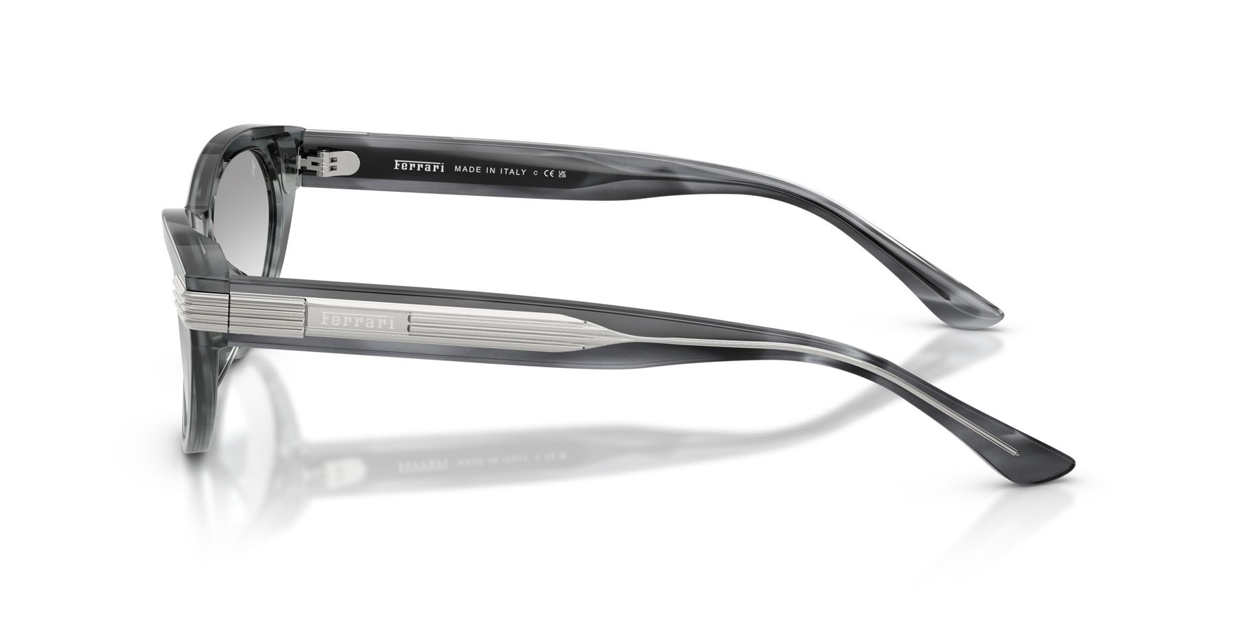 Occhiali da sole Ferrari FH 2020U (754/3G) colore striato blu forma cat eye lenti trasparente a specchio sfumato grigio